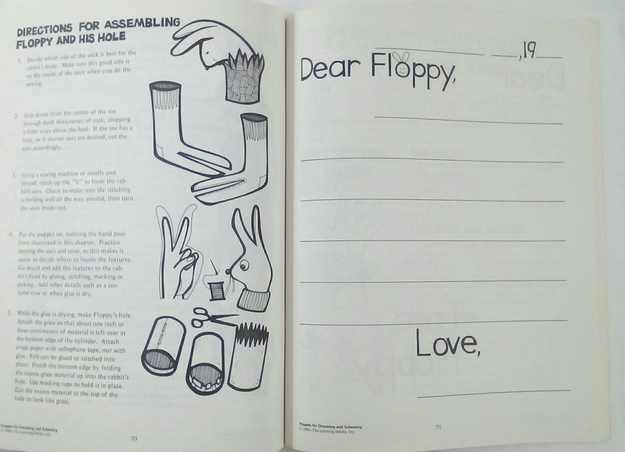 PUPPETS for Dreaming & Scheming source book Learning Works 1988 VTG home school