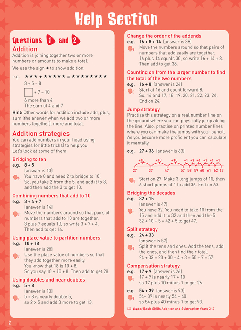 Excel Basic Skills – Mental Maths Strategies Year 3