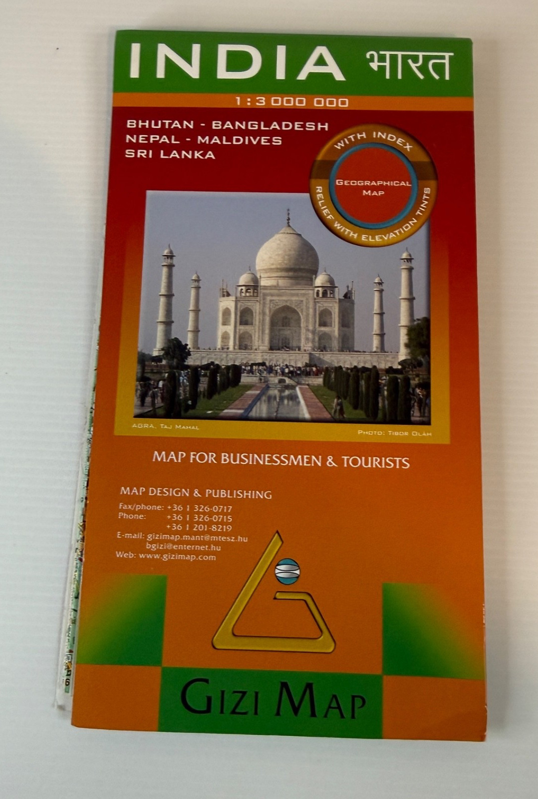 INDIA BHUTAN NEPAL BANGLADESH MALDIVES & SRI LANKA Geographical Map by Gizi