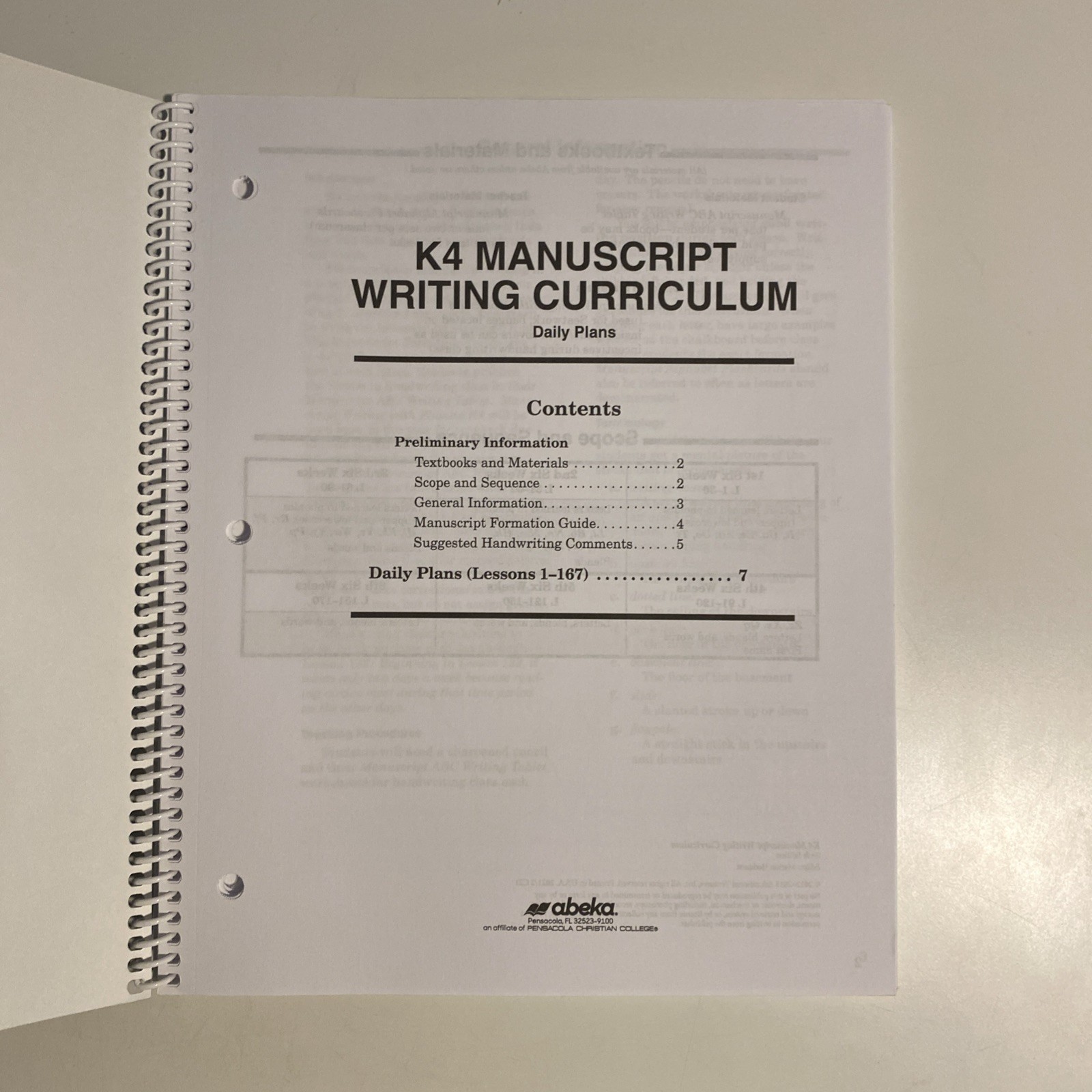 Abeka K4 Manuscript Lesson Plans No Writing Homeschool