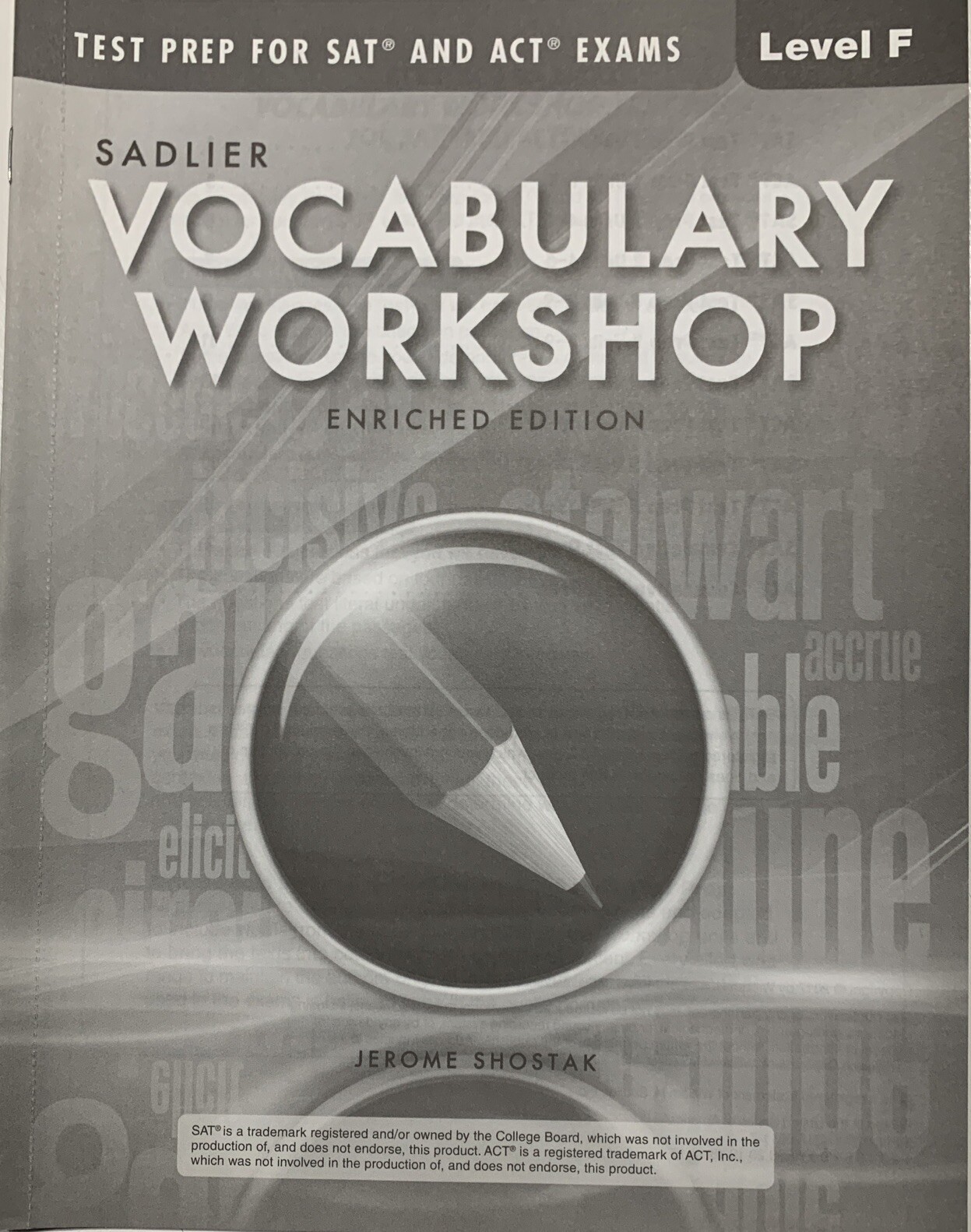 TEST PREP FOR SAT AND ACT EXAMS SADLIER VOCABULARY Level F