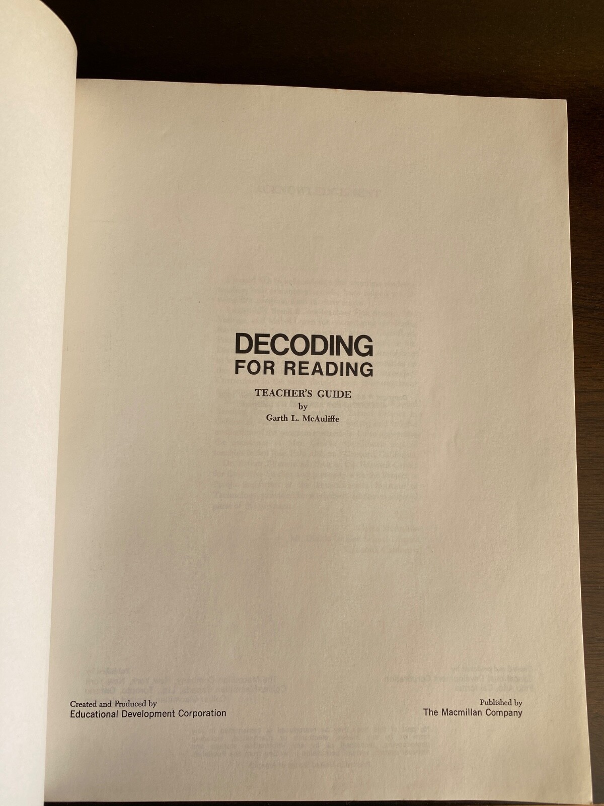 Vintage 1968 Decoding For Reading Teacher’s Guide Macmillan book PB # 27204