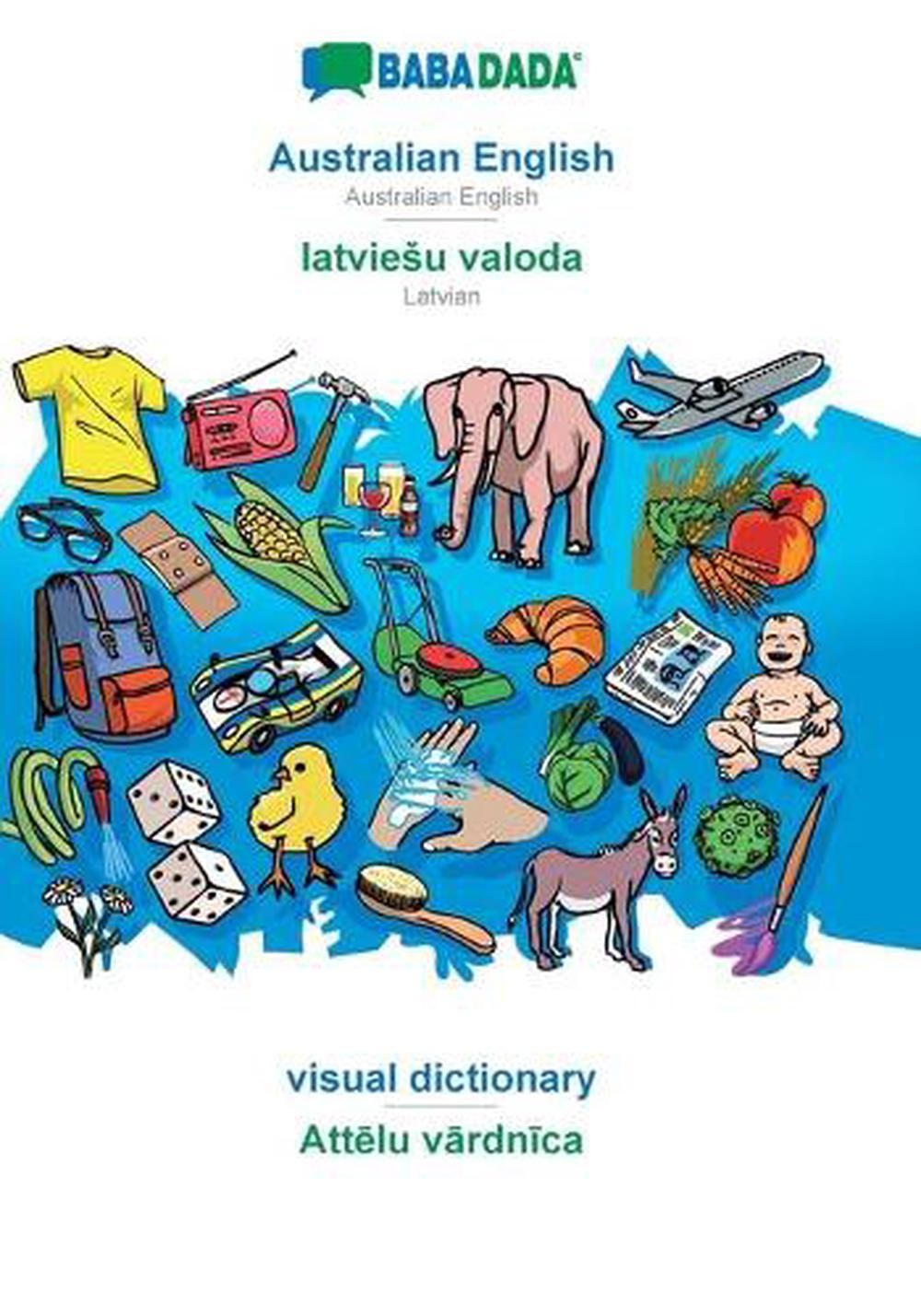 Australian English – latviesu valoda, visual dictionary: BABADADA Australian Eng