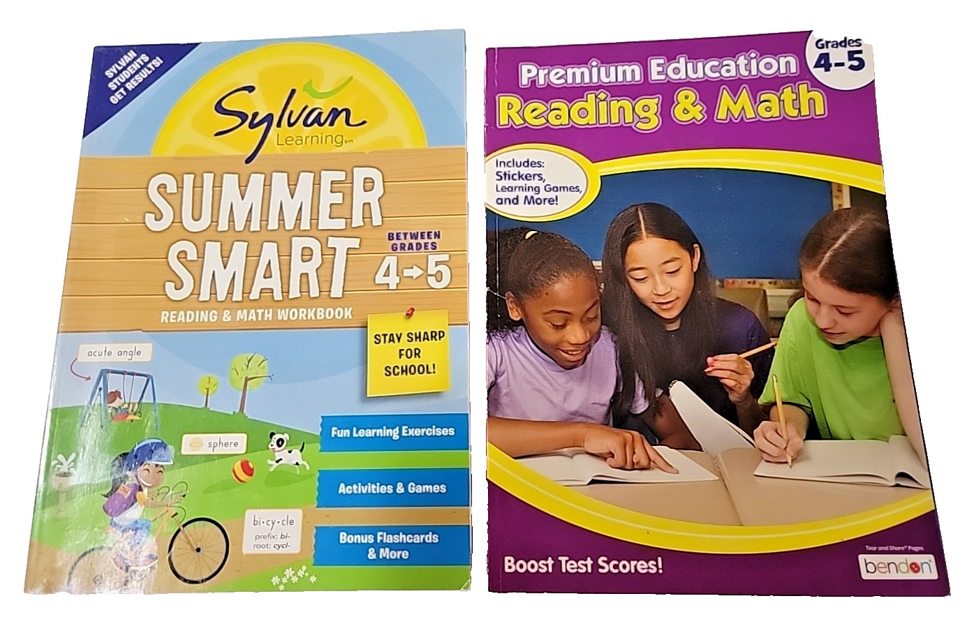Sylvan Summer Smart Between Grades 4-5 and Premium Education 4-5 Math Workbooks