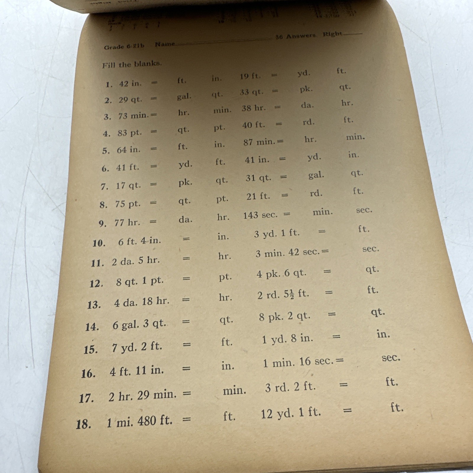 Lennes Test Practice Sheets Arithmetic Grade Six Laidlaw Schoolbook (37-26)