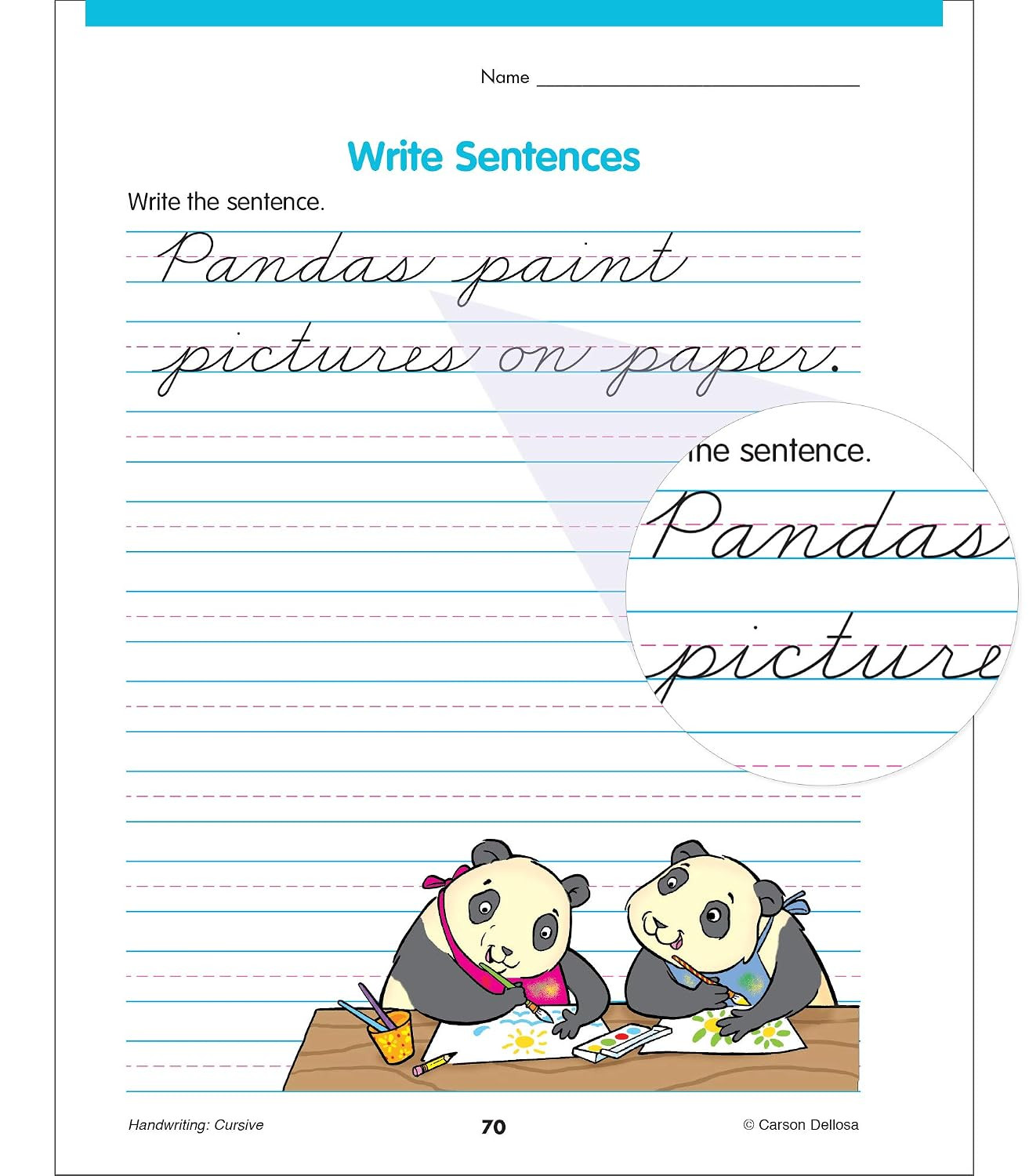 Carson Dellosa Grades 2-5 Cursive Handwriting Workbook, Writing Book with Sight