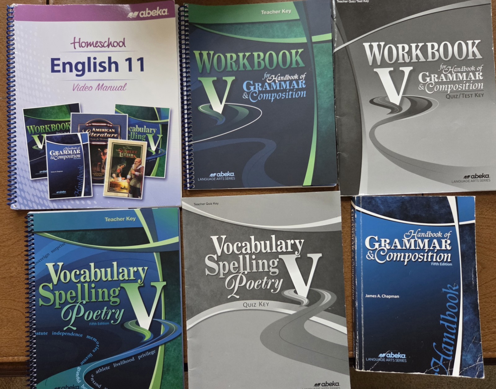 Abeka English 11 – Workbook V Keys, Vocab/Spelling V Keys, Handbook,Video Manual