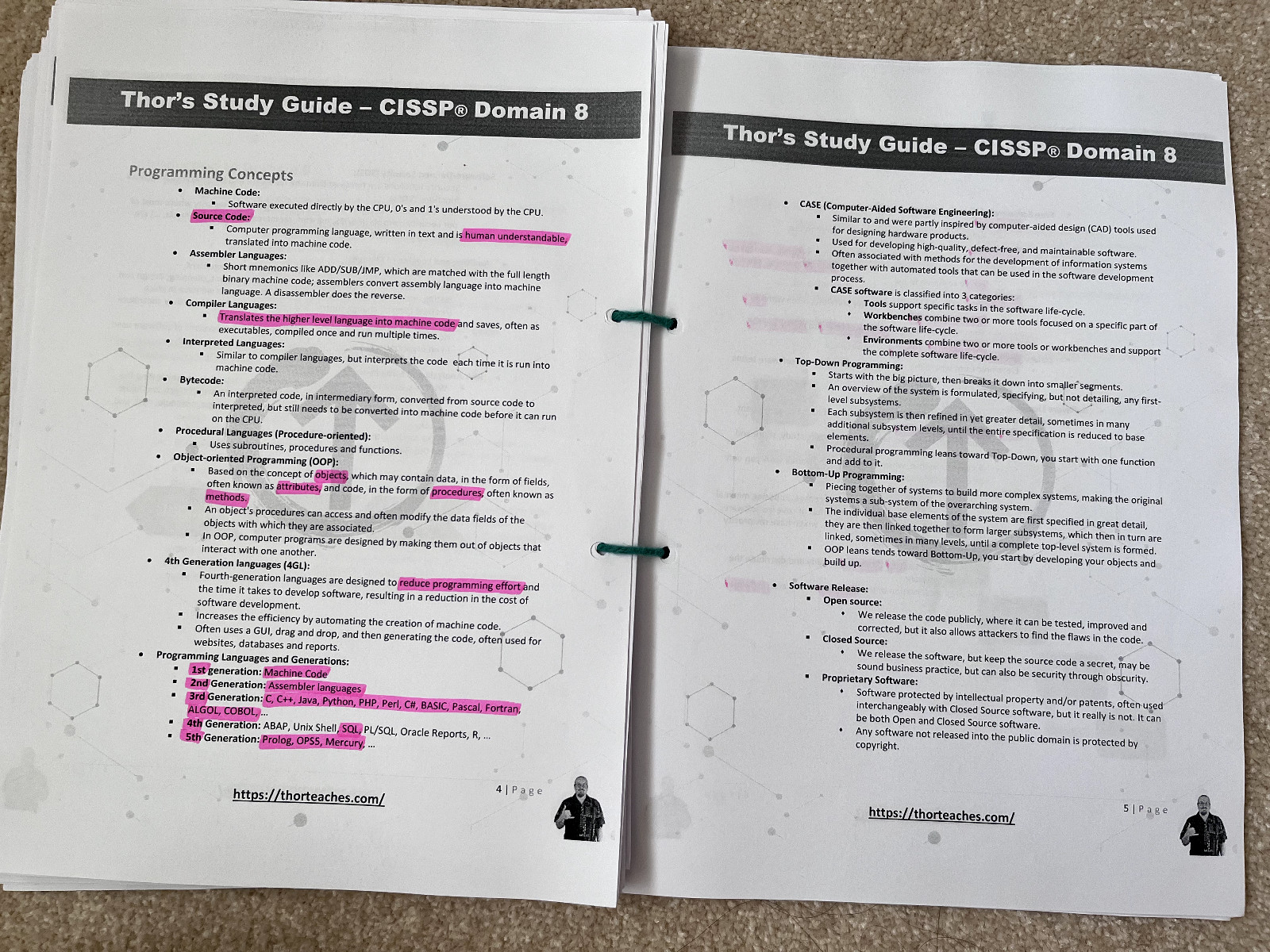 Thor Pedersen CISSP study notes for full lectures course (all domains 1 – 8)
