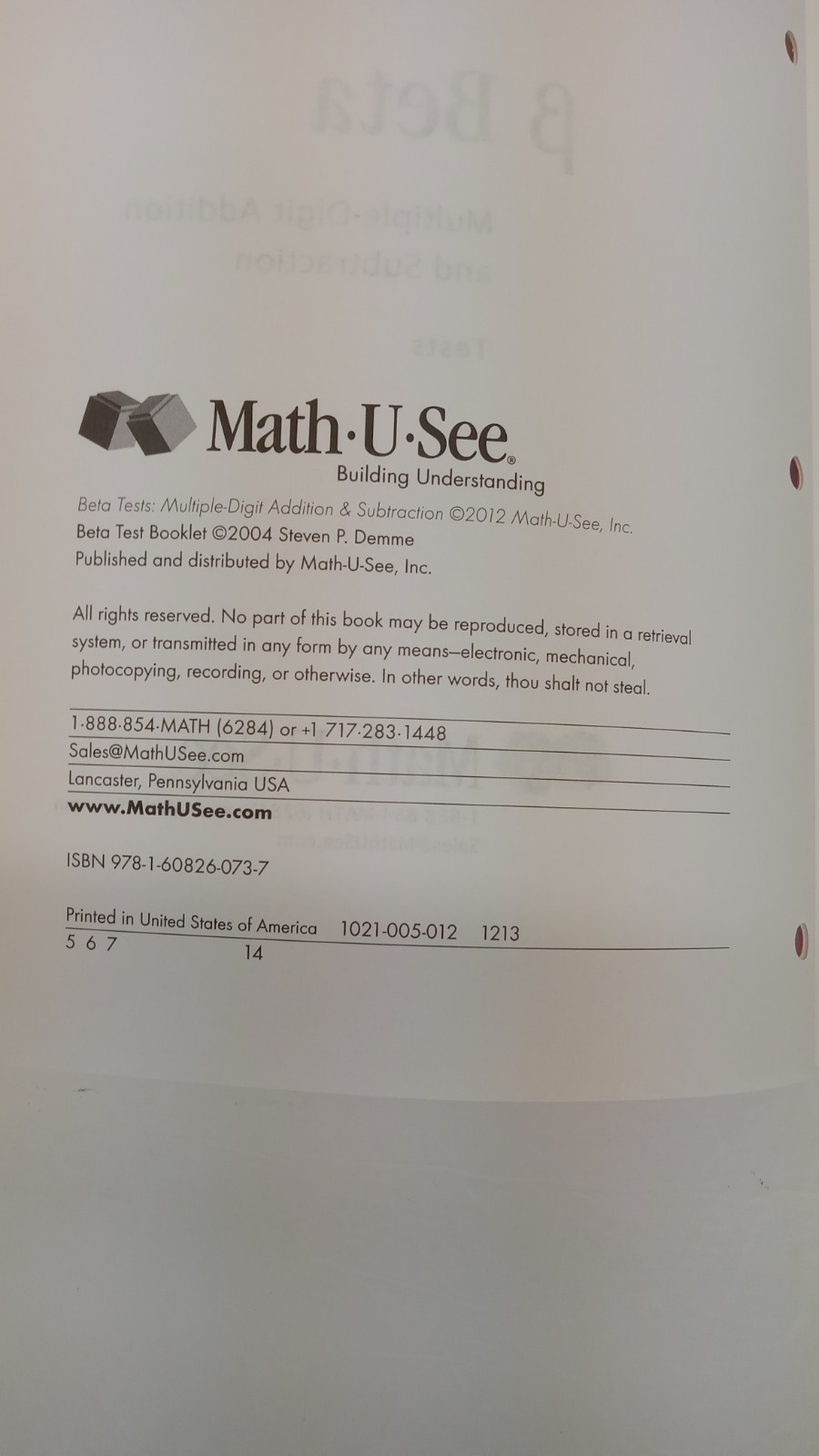 Math-U-See Beta Tests Multiple-Digit Addition and Subtraction Homeschool