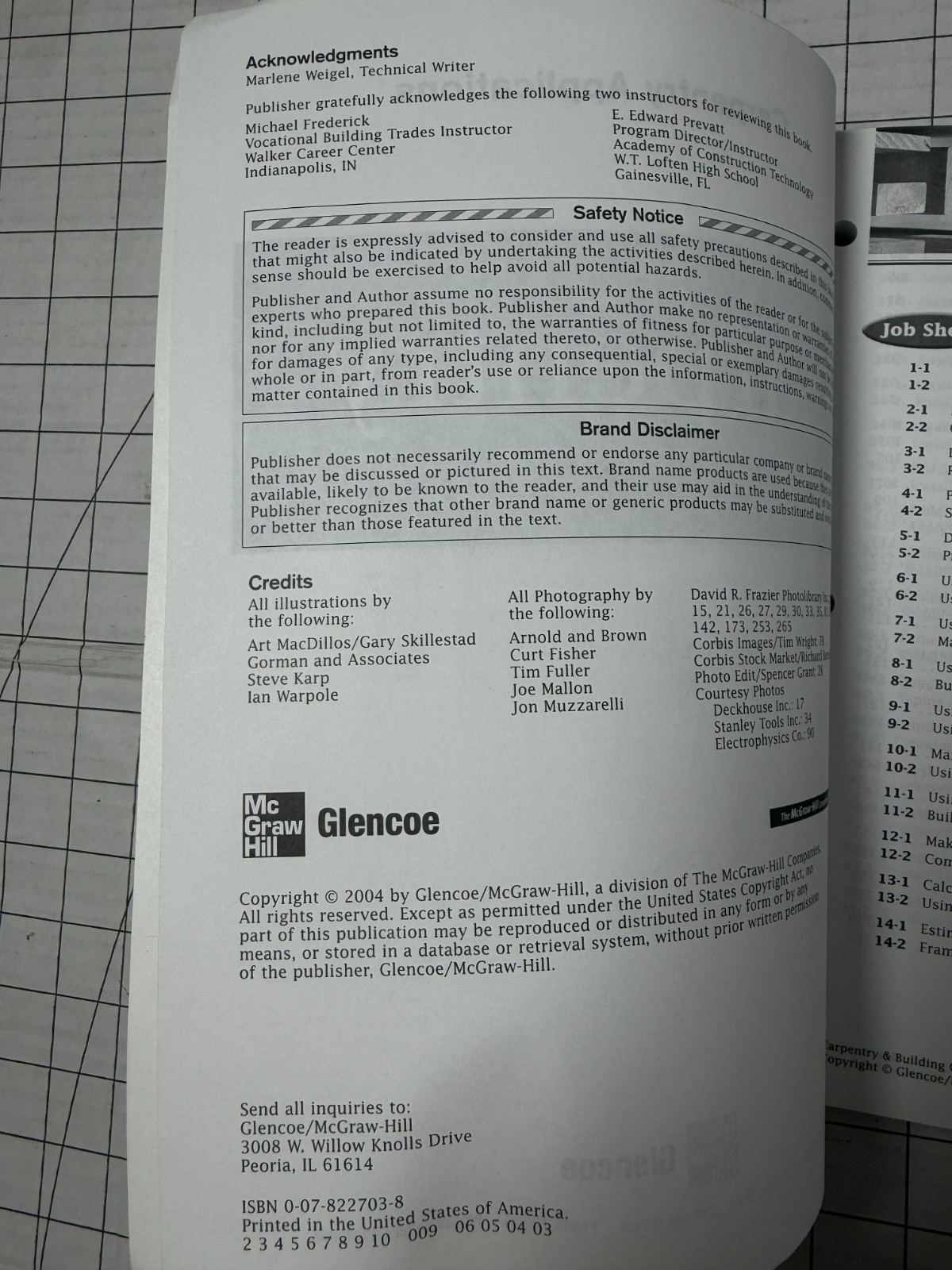 Glencoe Carpentry Applications Building Construction 2004, Trade Paperback