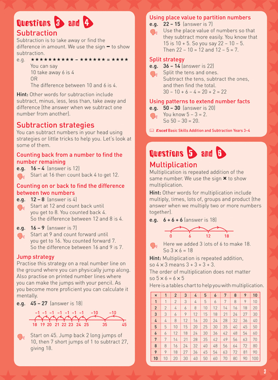 Excel Basic Skills – Mental Maths Strategies Year 3