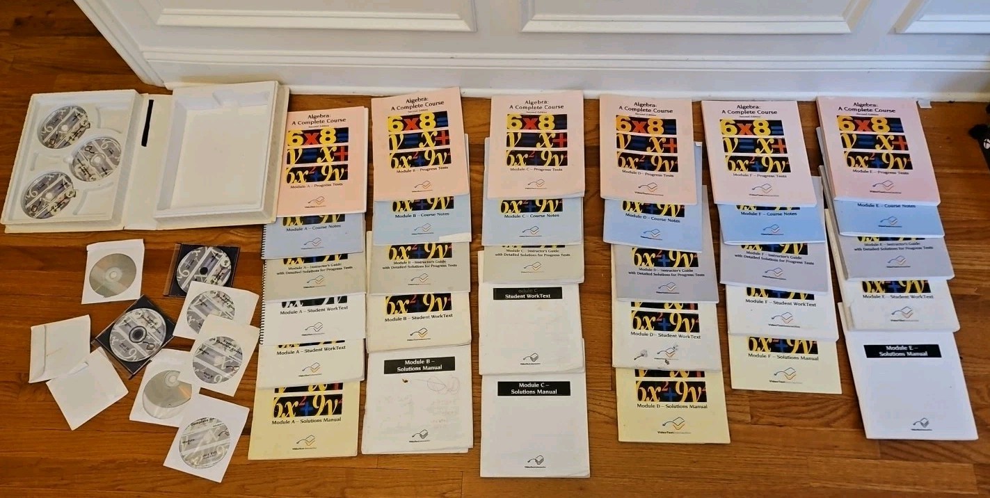 VideoText Algebra Moldules A, B, C, D, E, F Including All Books & 16 (of 17) DVD