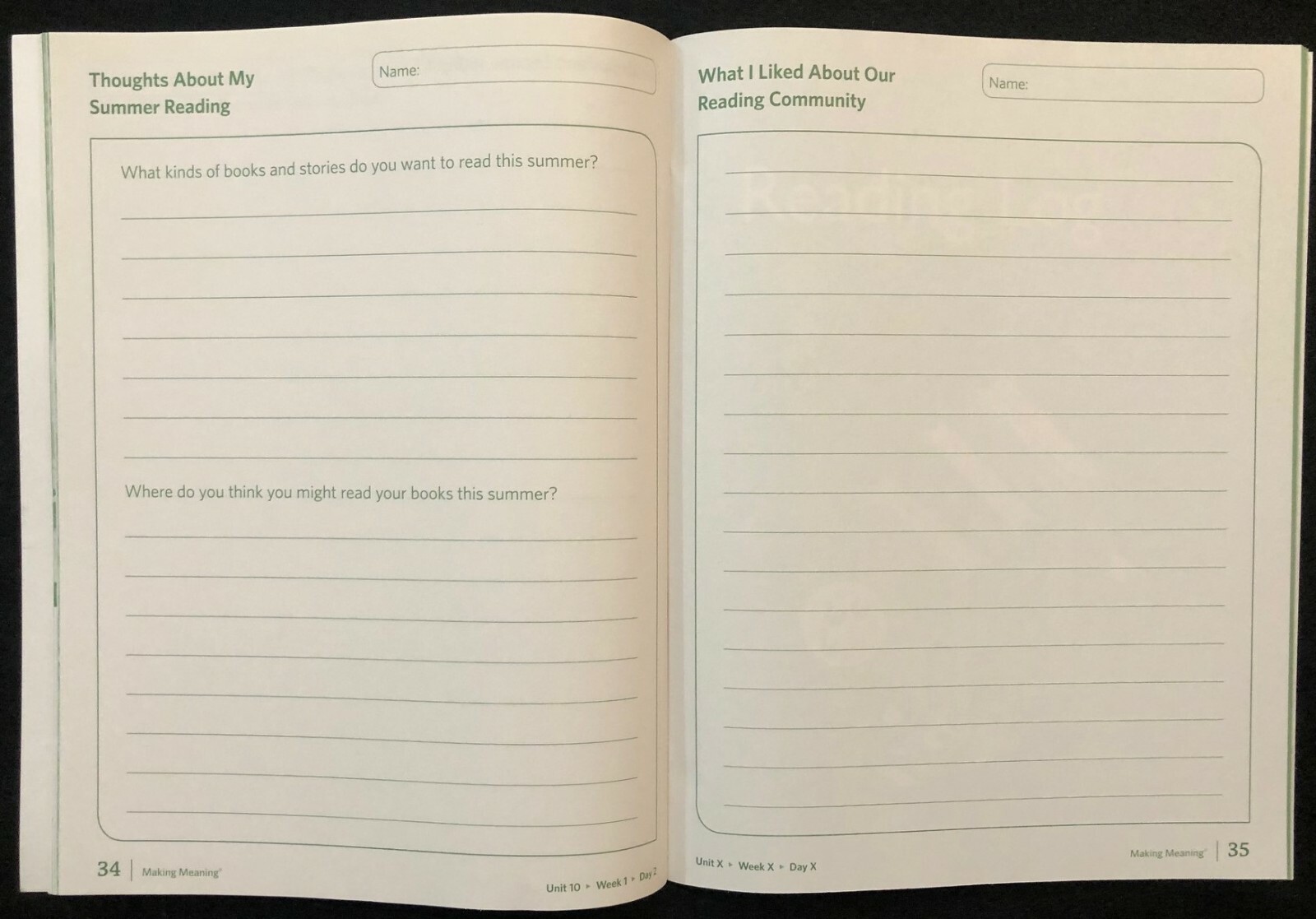 2nd – Making Meaning – FIVE (5) STUDENT RESPONSE BOOKS – Third Edition (2015)