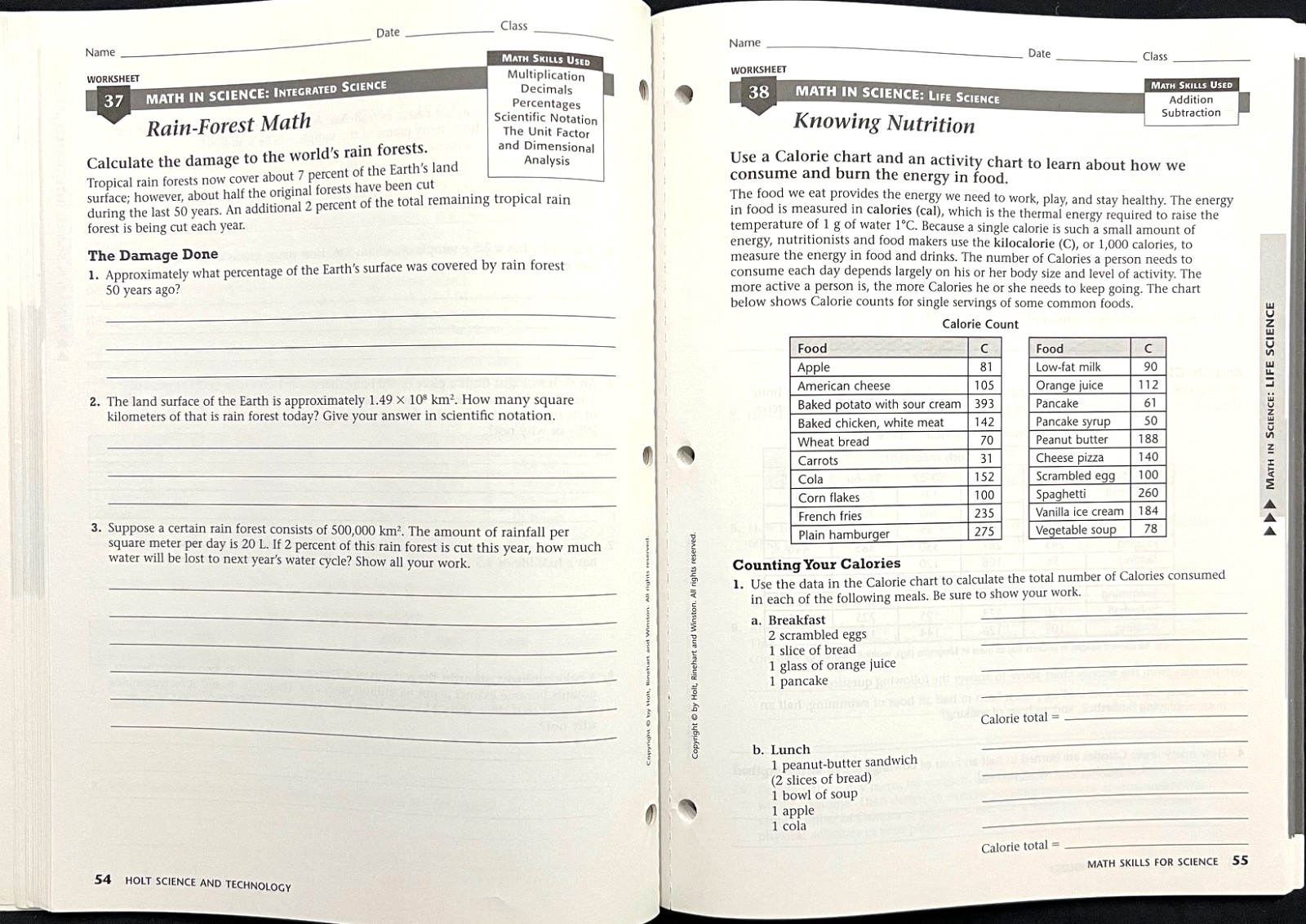 HOLT SCIENCE & TECHNOLOGY – TEACHER EDITIONS (7 books across curriculums)