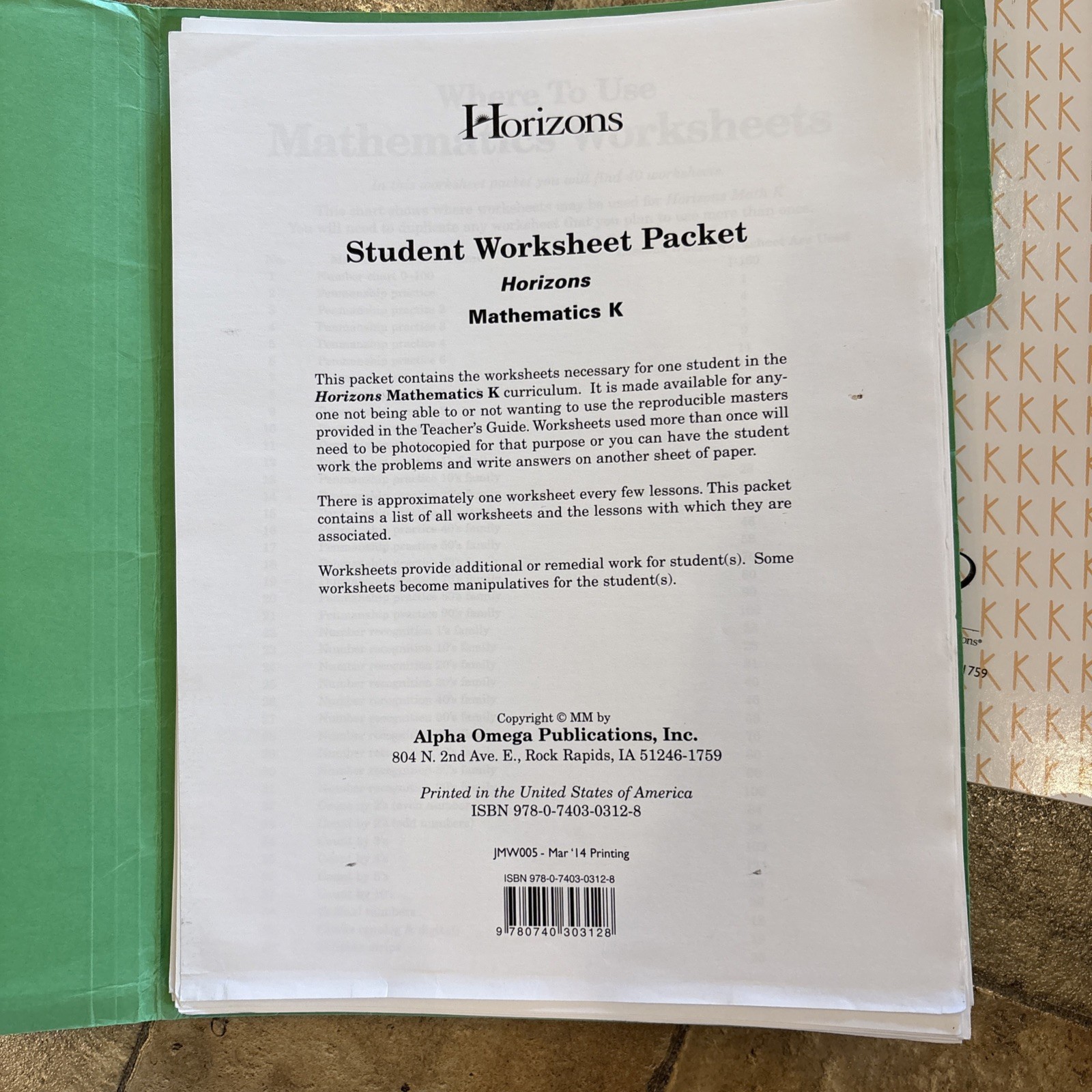 Horizons Math K