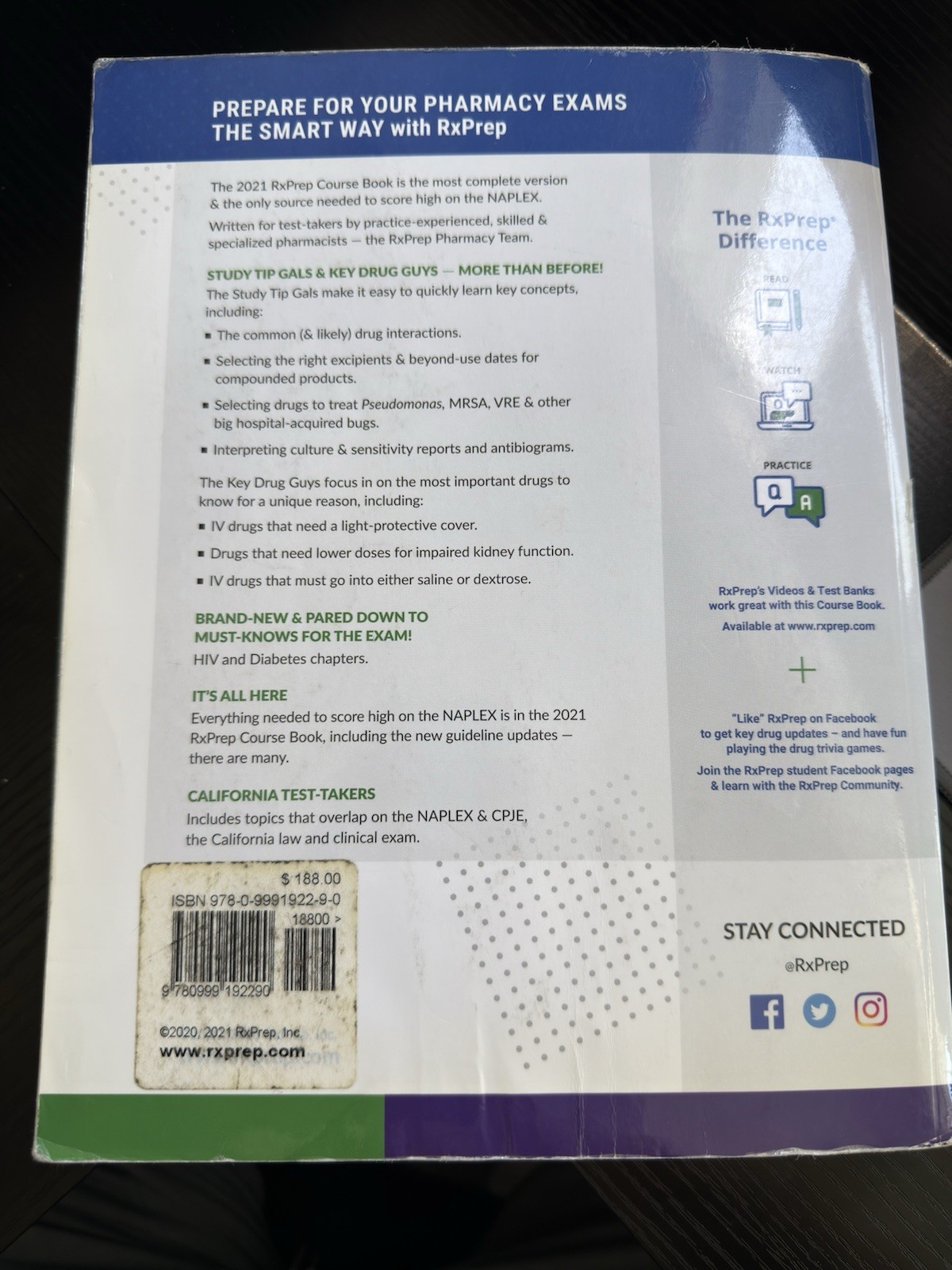 RxPrep 2021 NAPLEX Course Book Study Guide Pharmacy Exam Prep