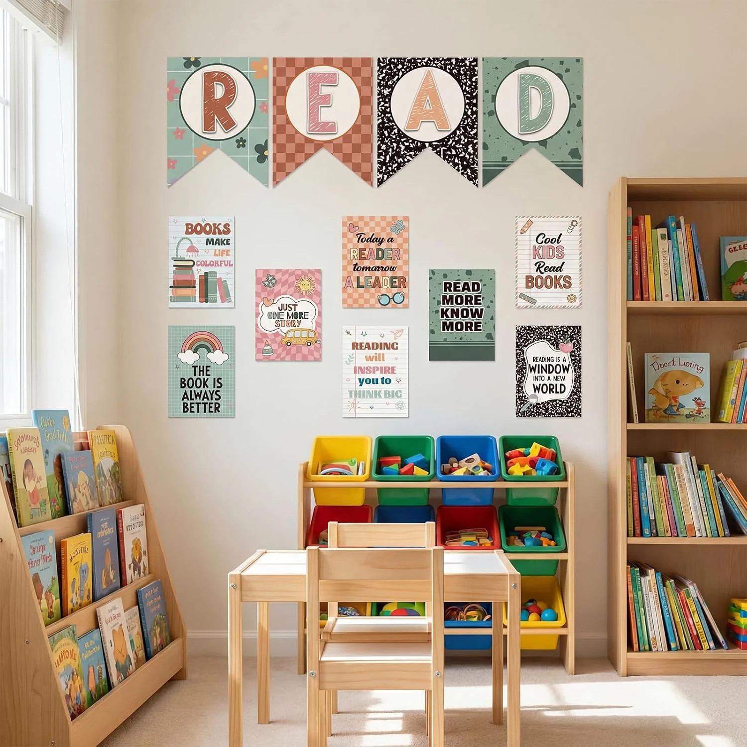 Reading Classroom Decorations Library Posters Bulletin Board Sets for Elementary