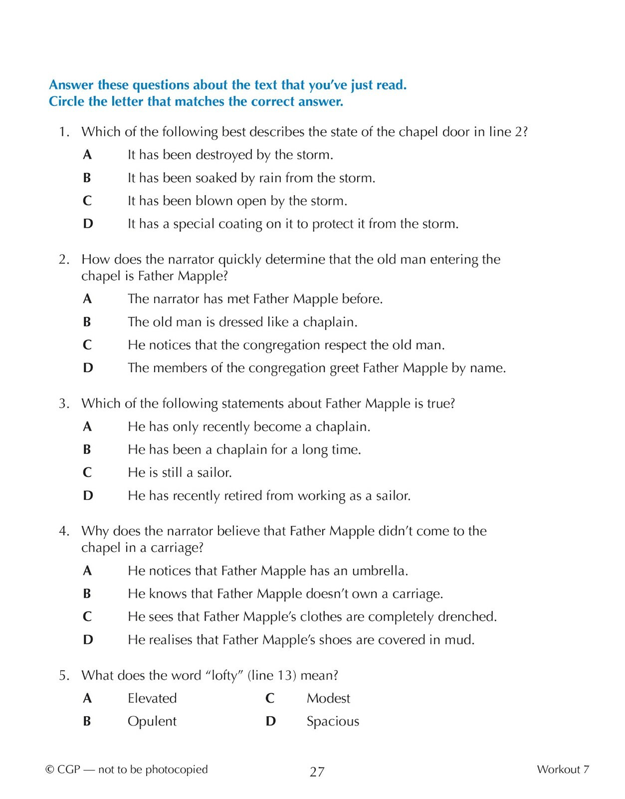 11 Plus Year 6 CEM Maths Mixed Workouts 10-Minute Tests Book 1 with Answer CGP