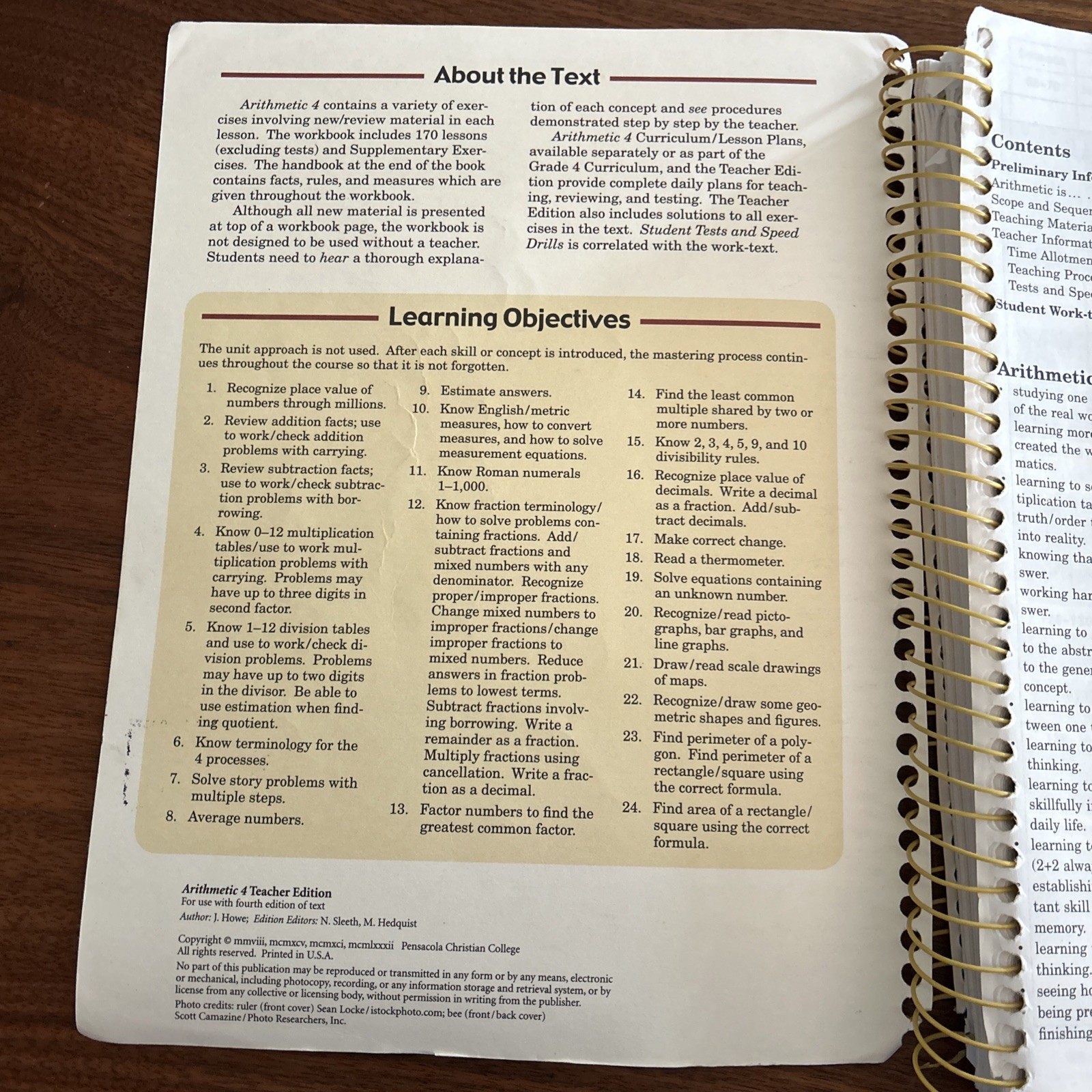 Abeka Arithmetic 4 Work Text Teacher Edition Spiral Book – 4th Edition