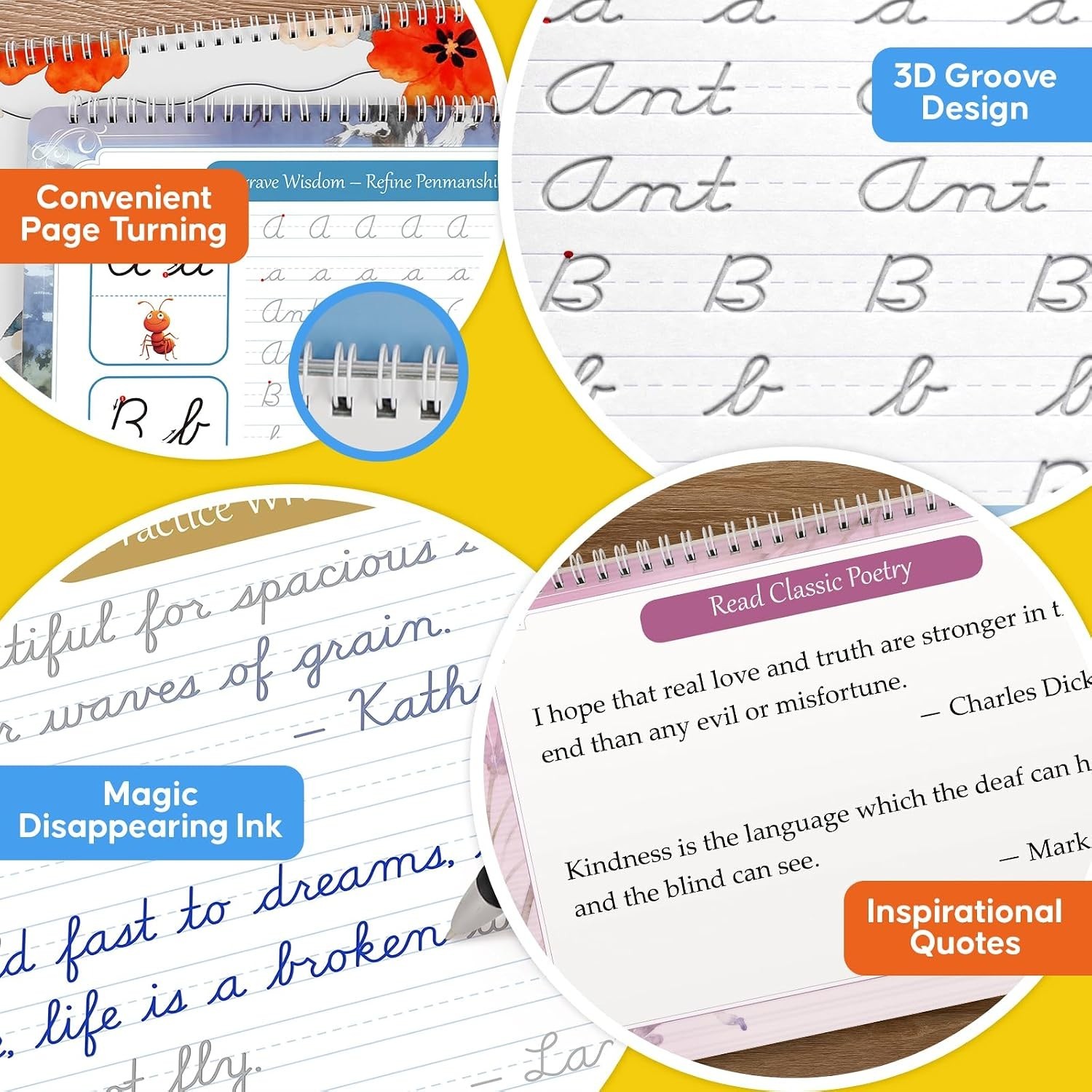 Magic Reusable Grooved Cursive Handwriting Workbook Set