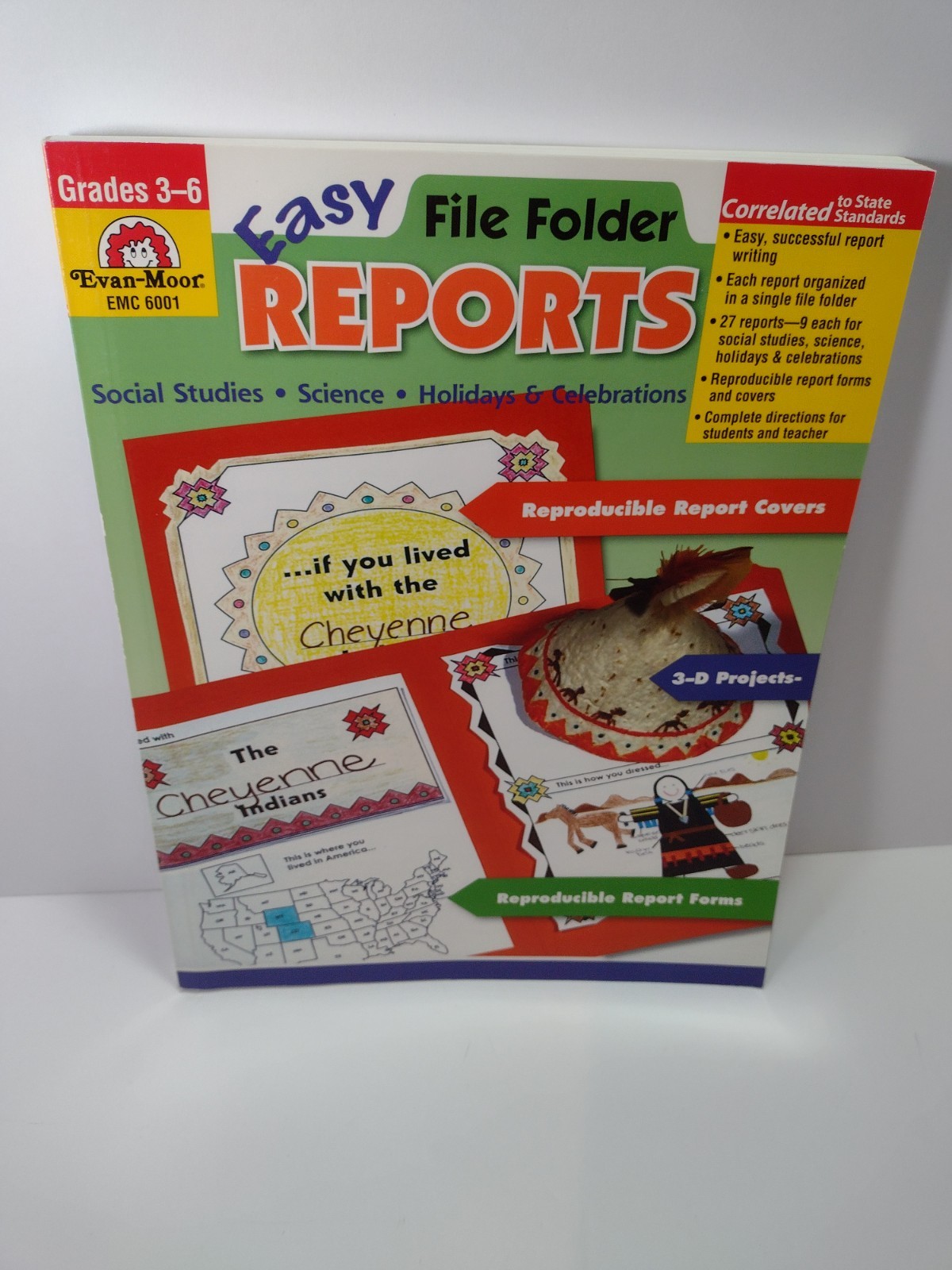 Evan-Moor Easy File Folder Reports Grades 3-6 EMC 6001 Social Studies Science