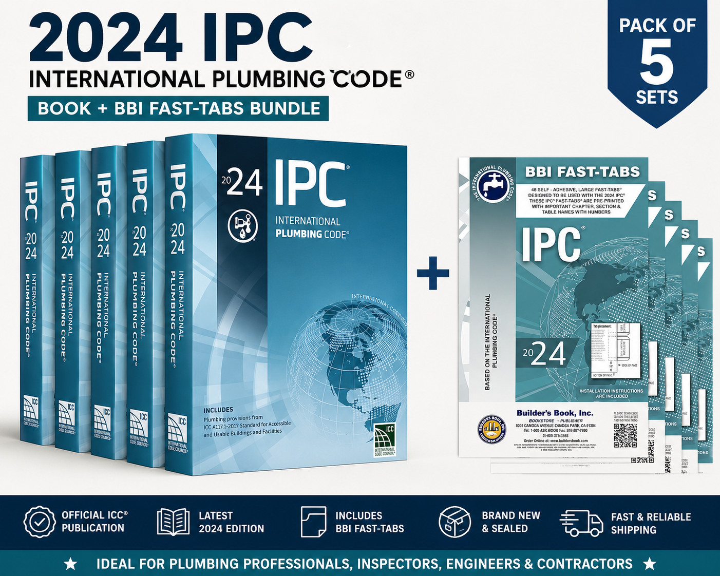 2024 IPC International Plumbing Code with BBI Fast Tabs Bundle Pack of 5 ICC New