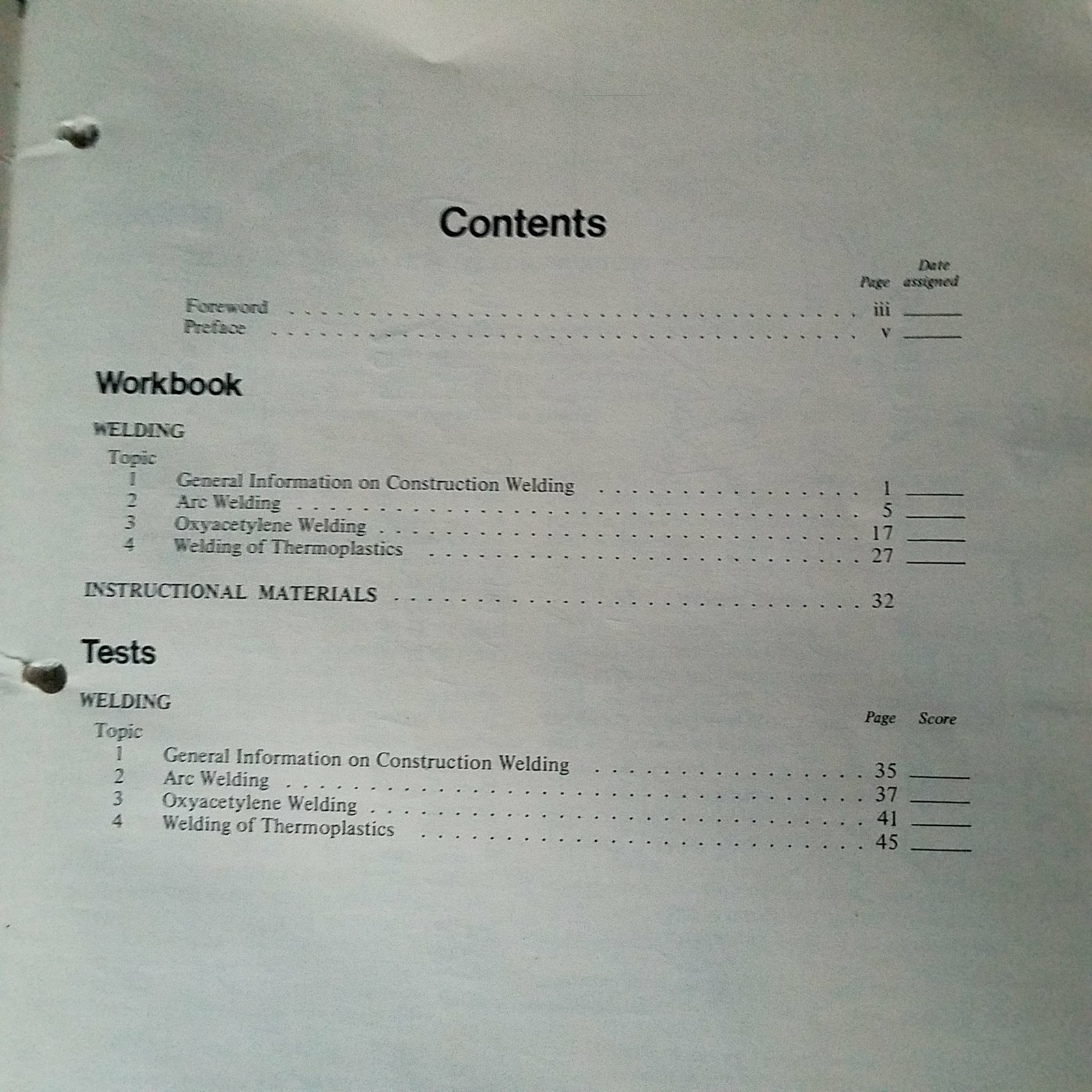 Course In Carpentry: Workbook And Tests