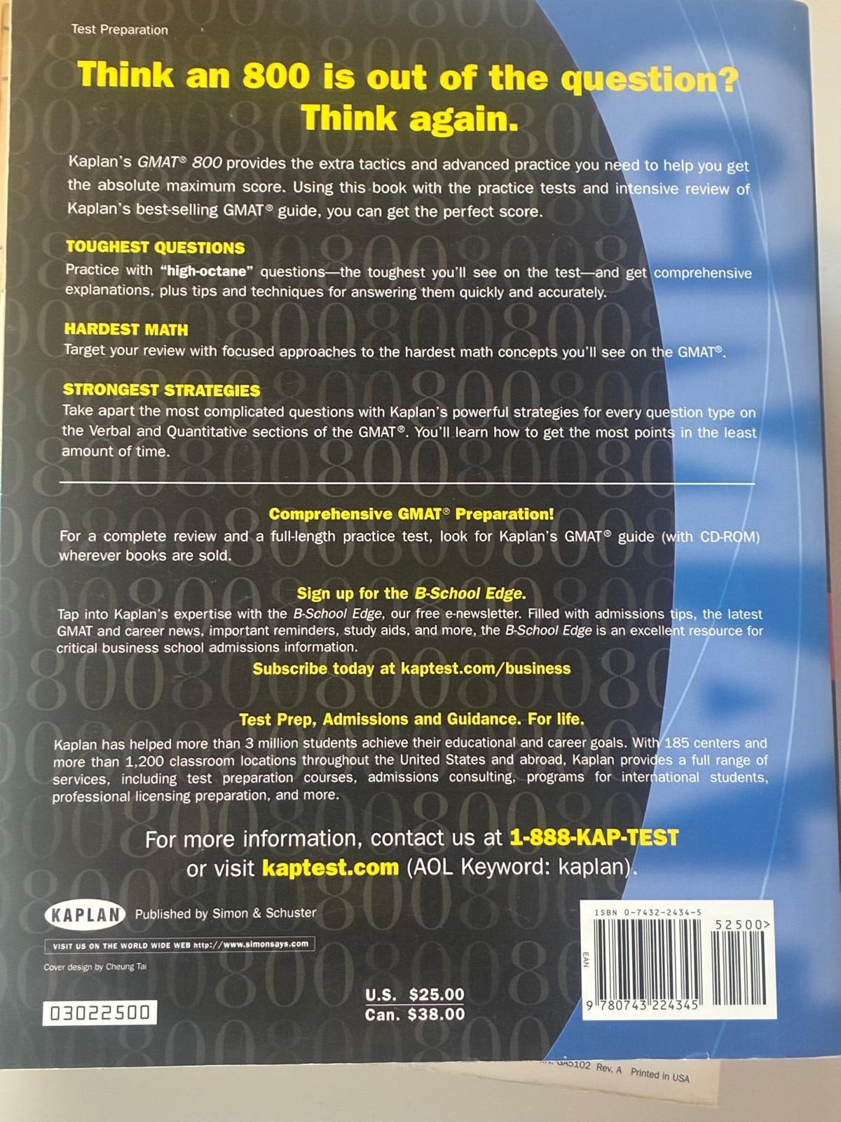 Libros GMAT Kaplan (4 libros) – Verbal, 800, Lesson + Home Study – Preparación M