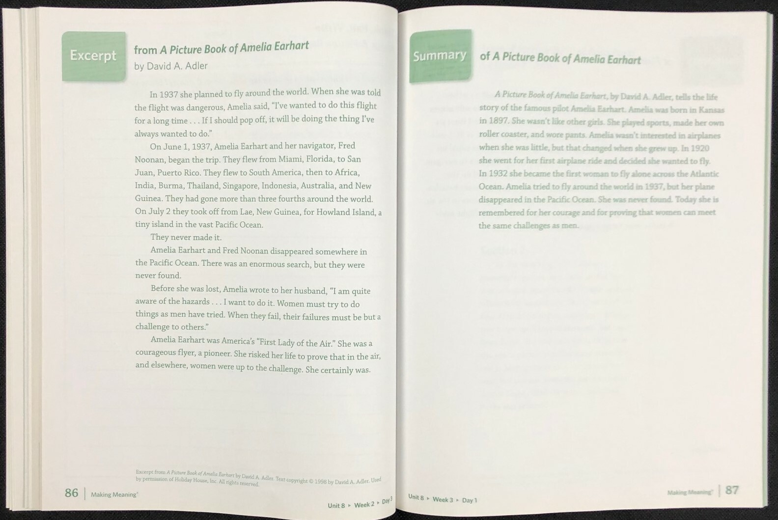 4th – Making Meaning STUDENT RESPONSE BOOK (2015, 3rd Edition)