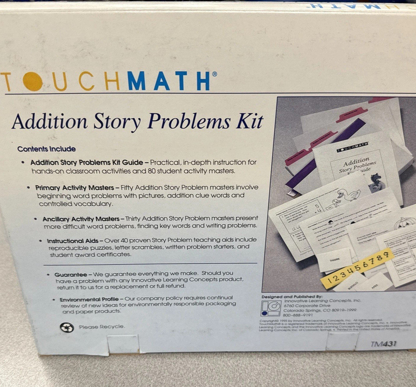 TouchMath Addition Story Problems Kit TM431 – 1995 Innovative Learning 1st Ed