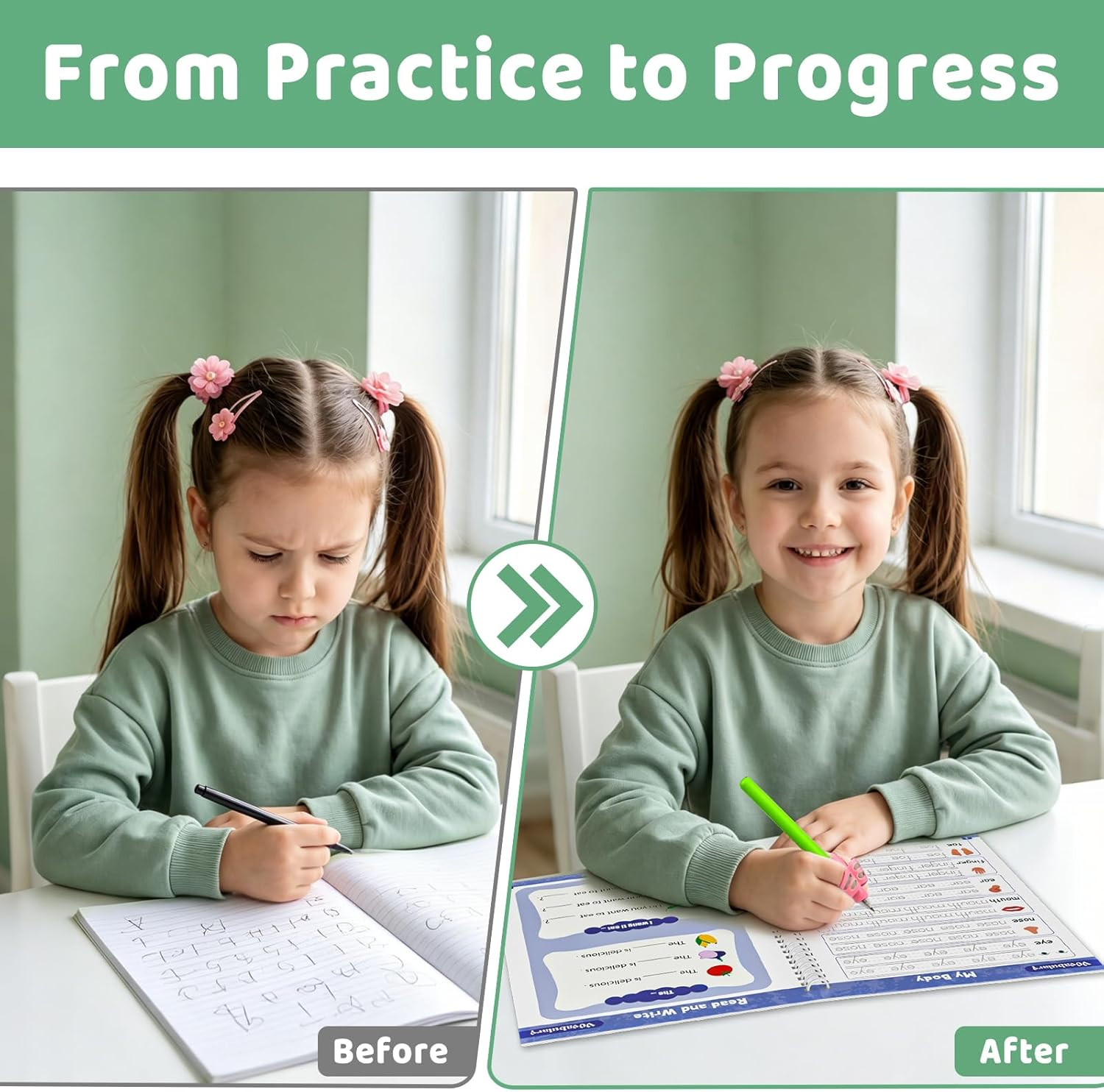 Magic Grooved Writing Practice Book for Kids Ages 3-8, Reusable 3D Groove Handwr