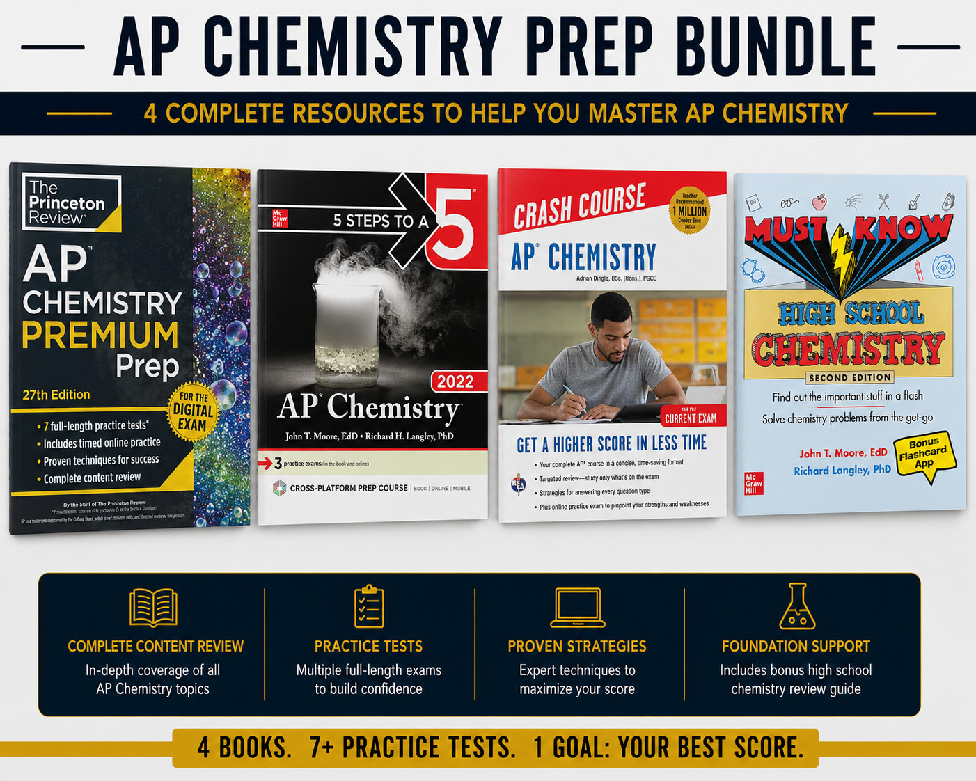 AP Chemistry Study Bundle Princeton Review Premium 27th Ed + AP Exam Prep