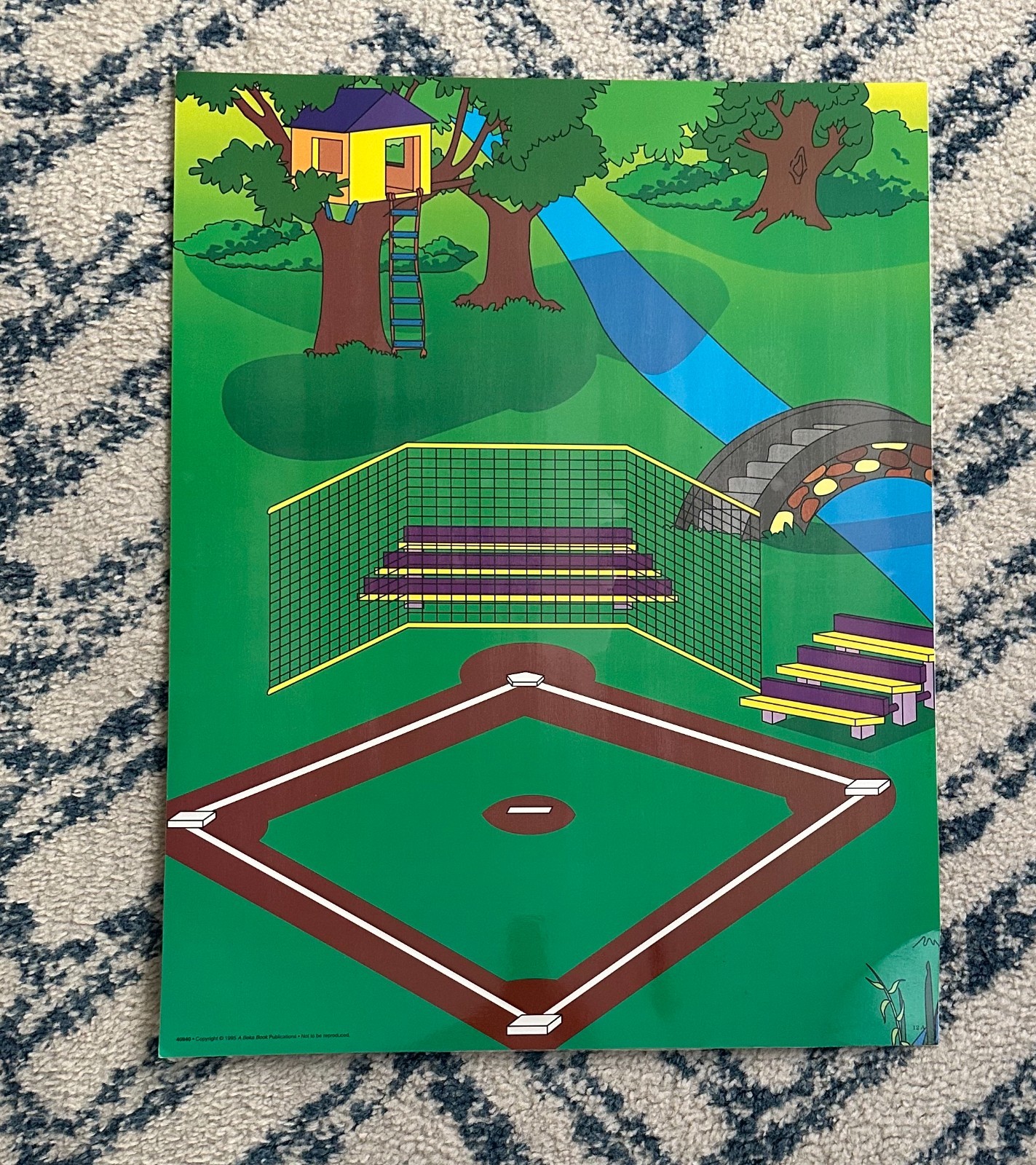 Abeka K4 K5 Baseball Field Park Math Visual Aid Chart Laminated 1995