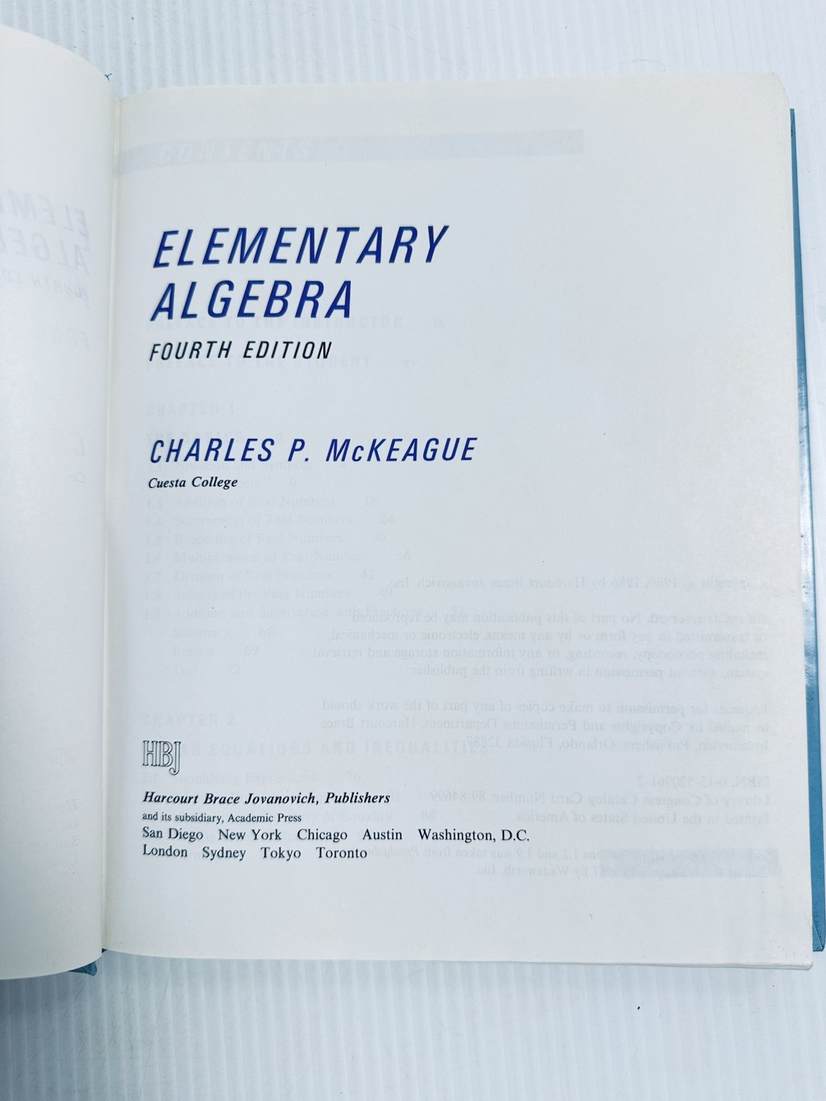 Elementary & Intermediate Algebra 4th Ed McKeague 2 Book Set College Math