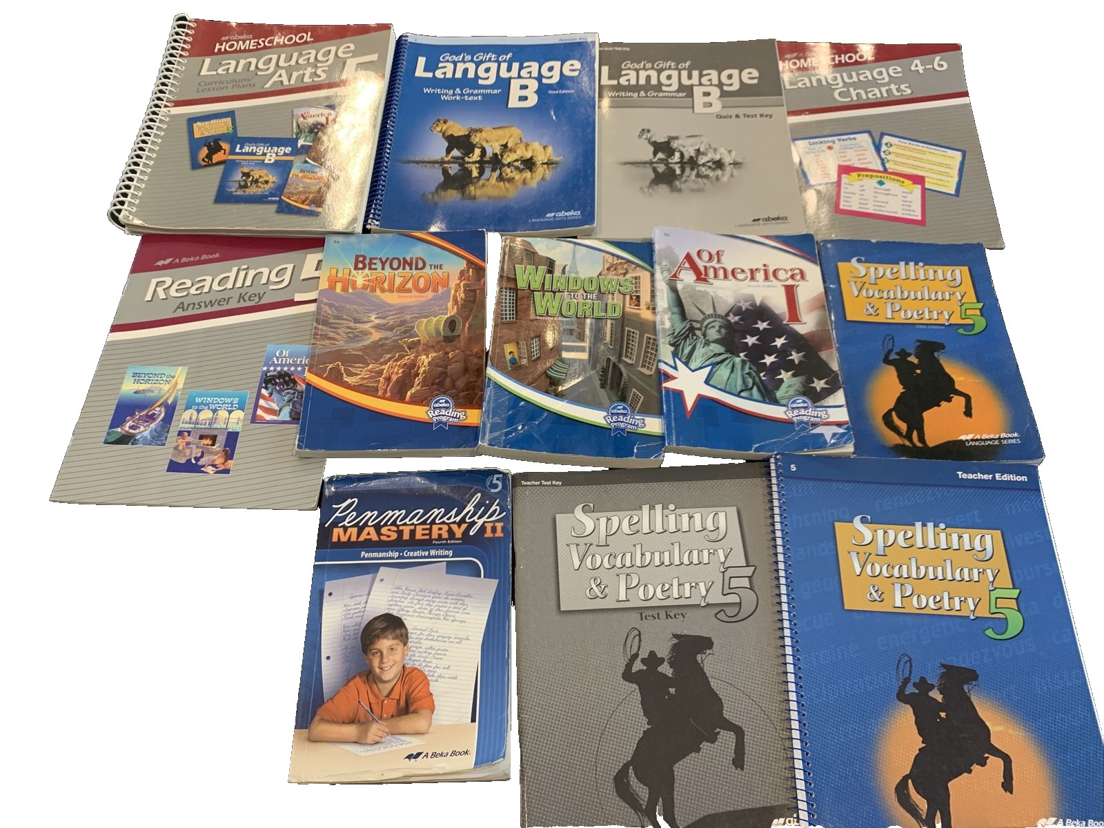 Abeka Homeschool 5th Grade Language Arts 5 Teacher Set Lot Spelling Reading