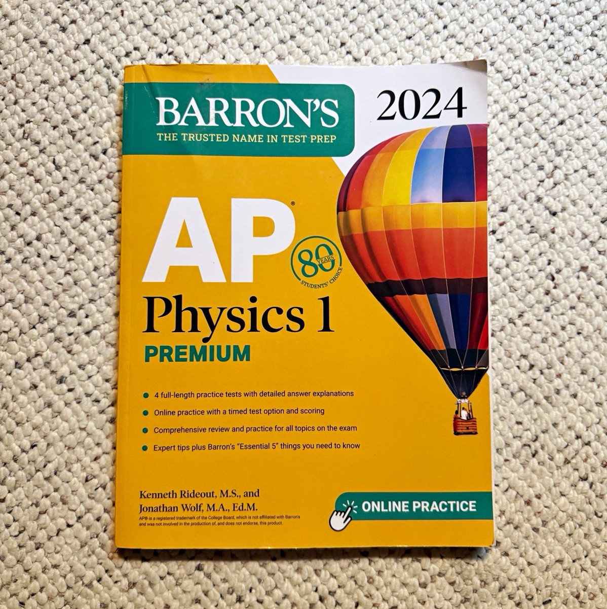 Barron’s AP Physics 1 Premium 2024 Study Guide Book Plus Online Practice