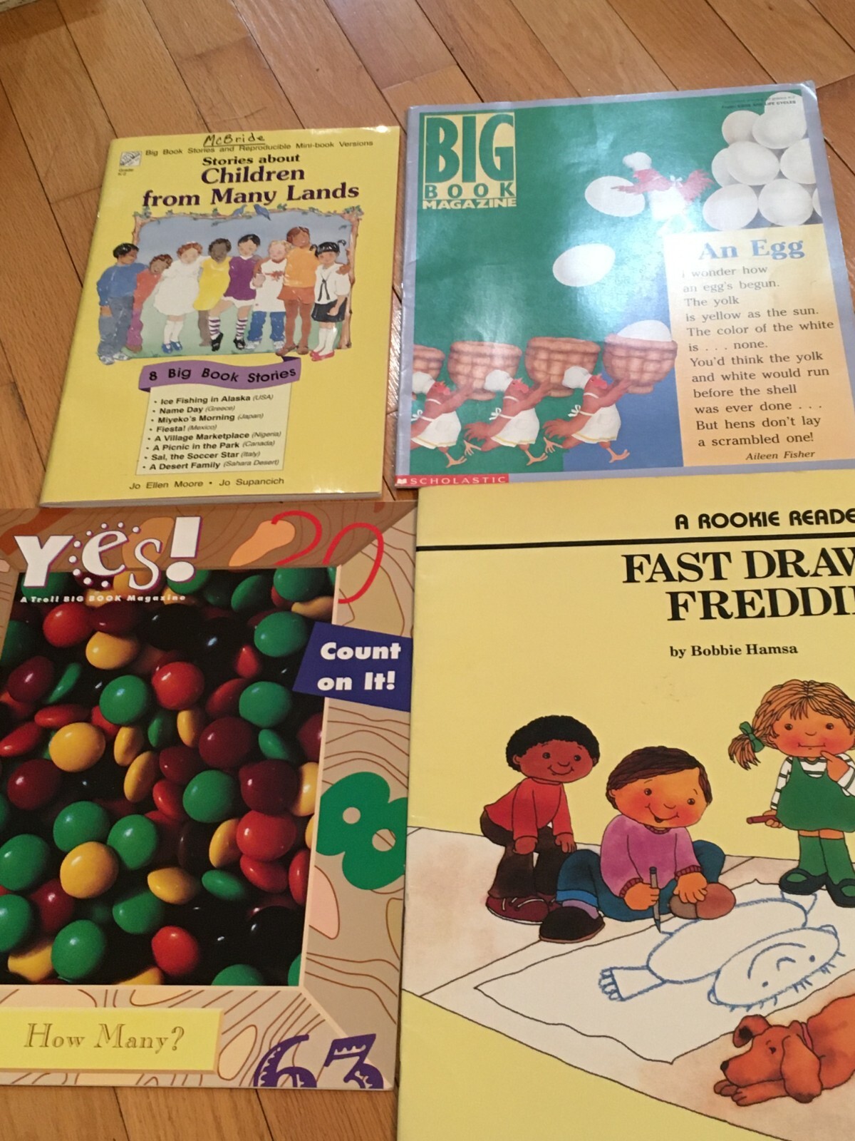 4 Teacher Big Books CHILDREN FROM MANY LANDS, FAST DRAW FREDDIE ++Shared Reading
