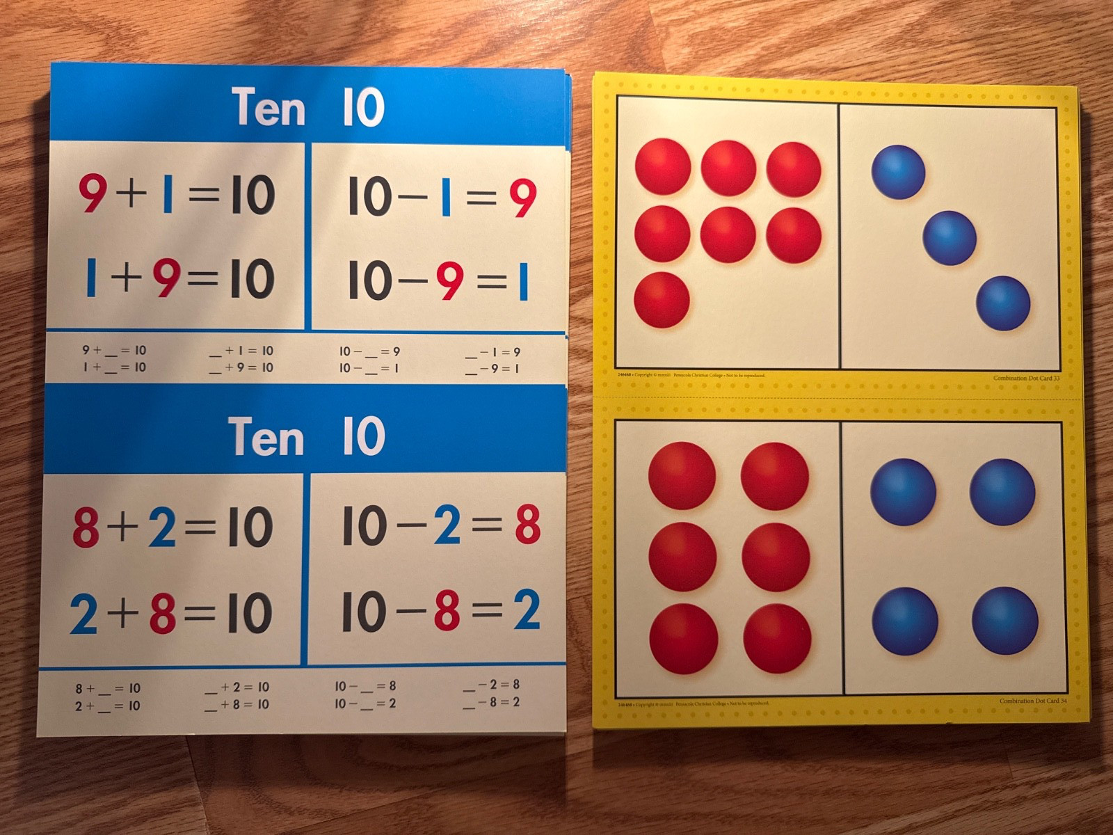 Abeka Homeschool Combination Dot Cards Educational Math Tool