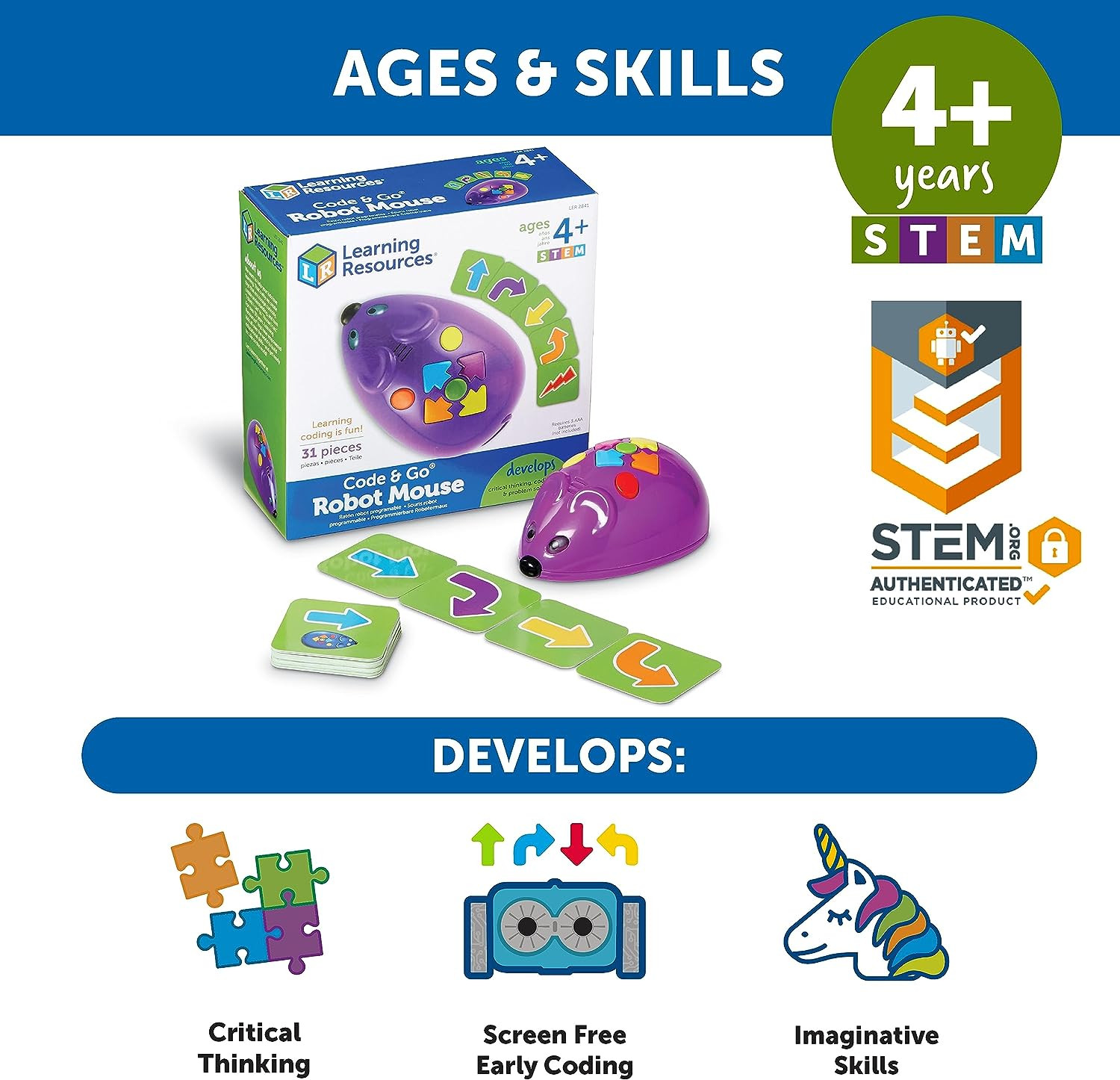 Code & Go Robot Mouse – Toddler STEM Toys, Pet Programmable Games, Screen Free A