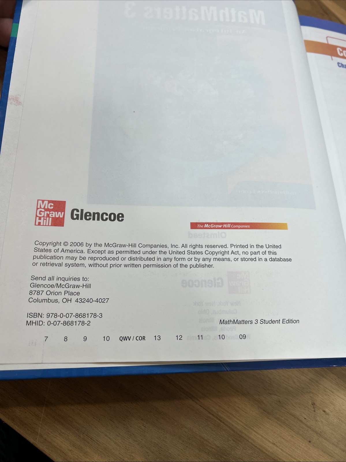 Glencoe Mathmatters: Cs 3, An Integrated Program Like NEW