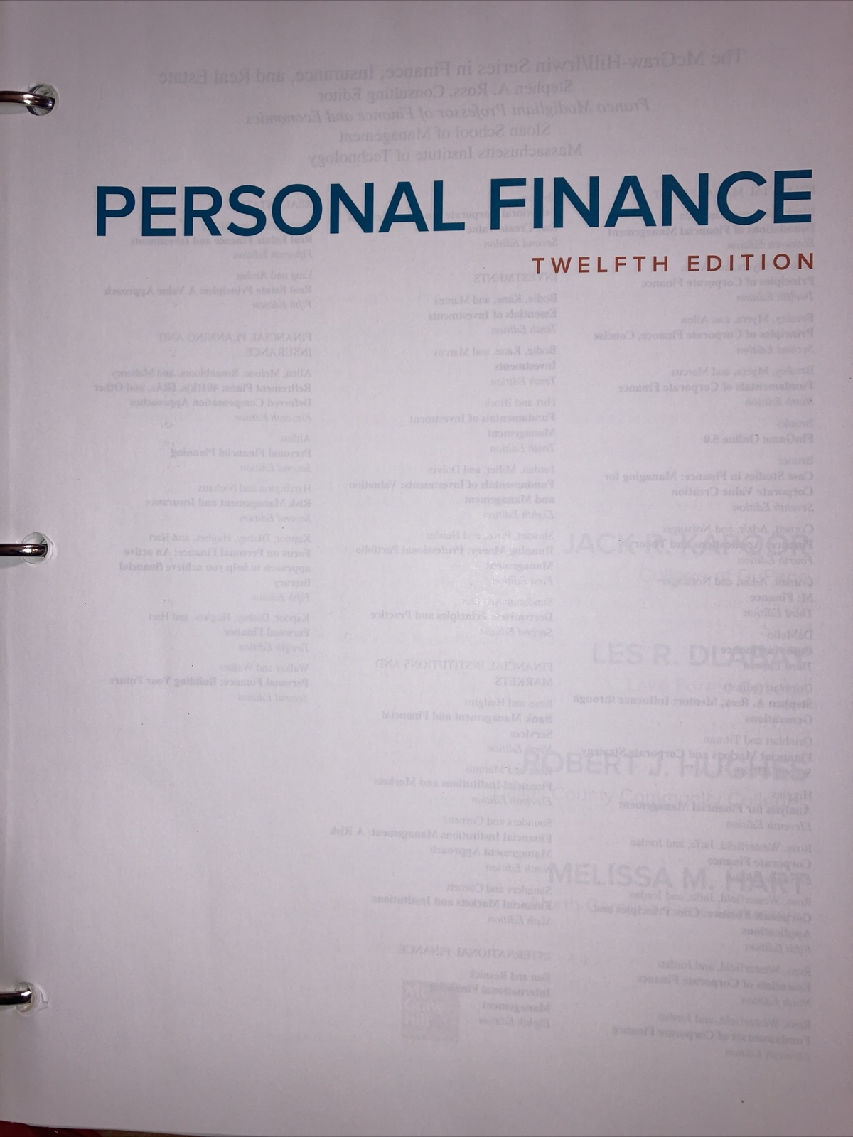 Personal Finance Twelfth Edition Binder Sheets Approx 4 Lbs