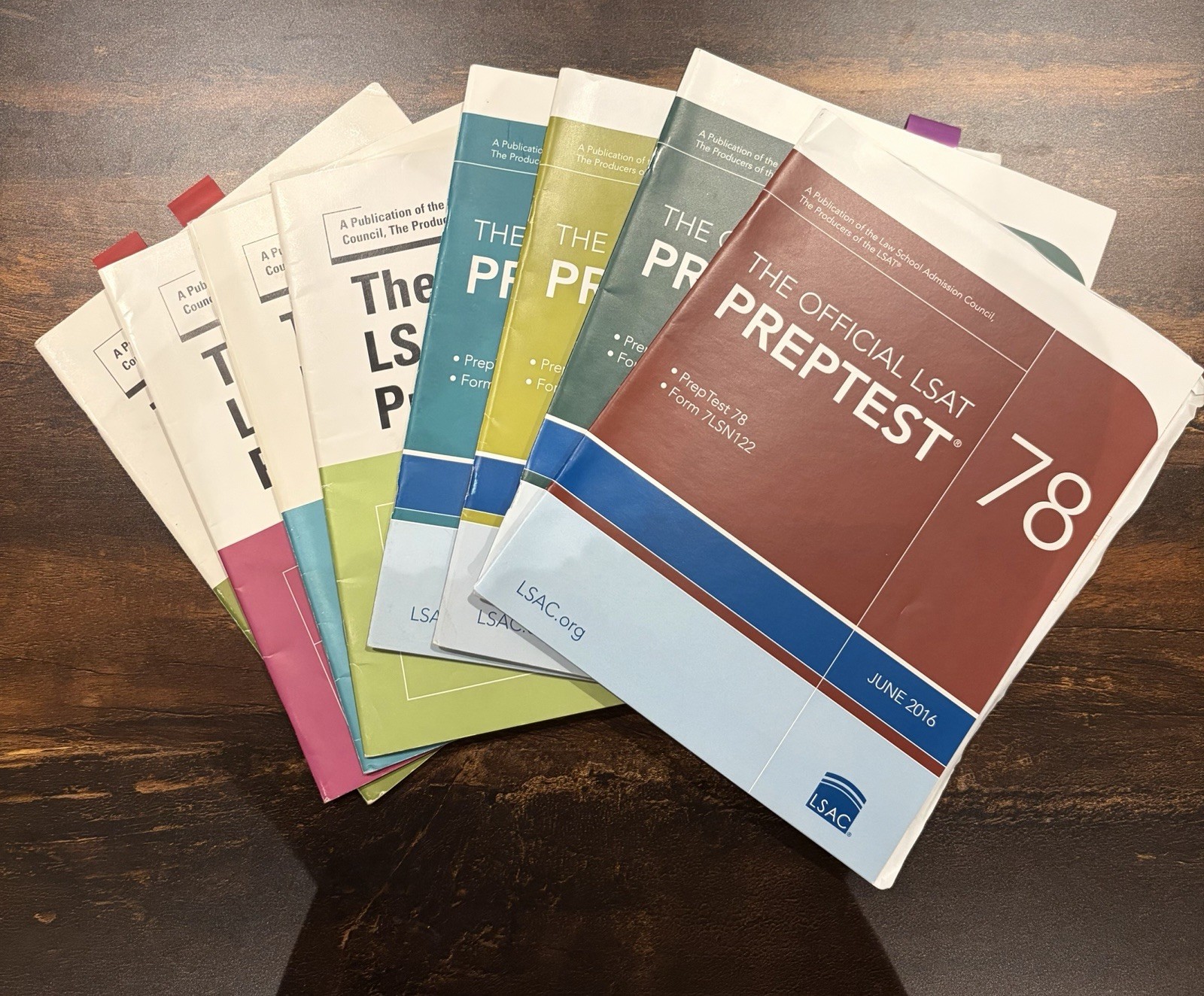 Lot of 8 Official LSAT PrepTests (LSAC) 49, 50, 52, 57, 61, 68, 71, 78 – Used