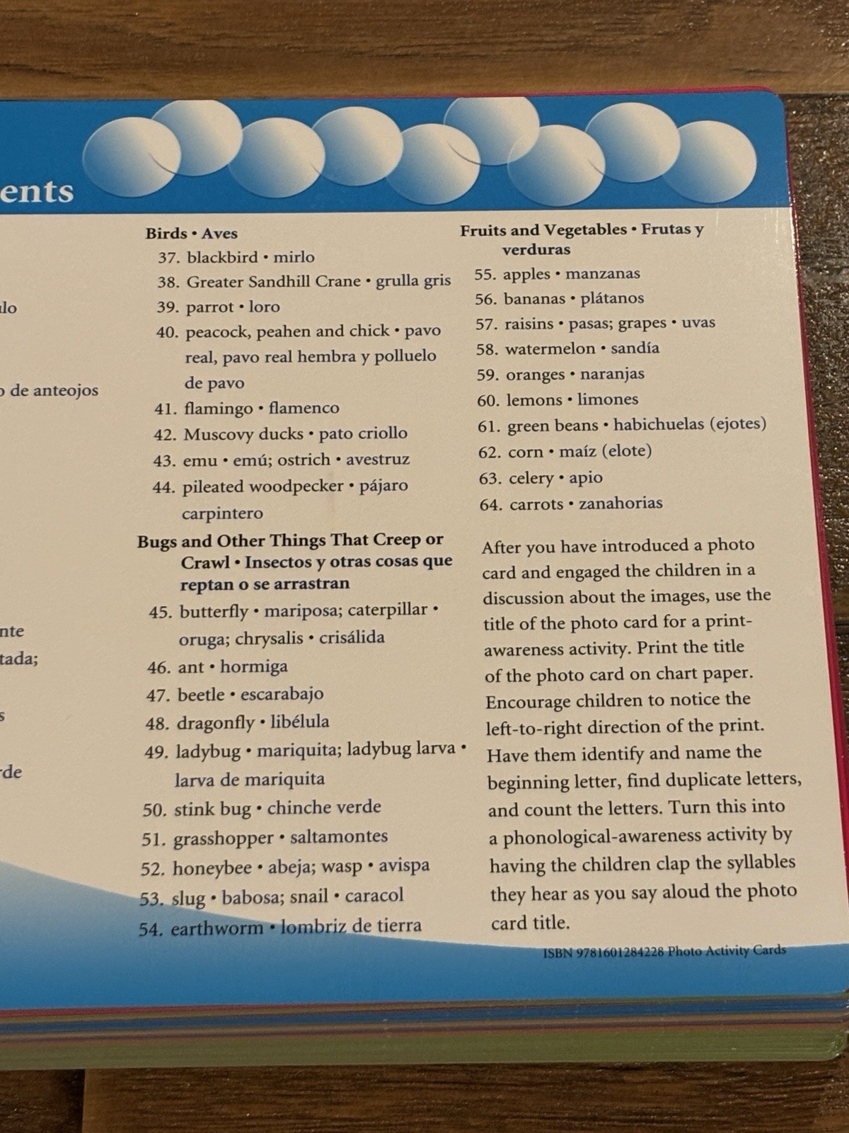 Frog Street Press Pre-K Program Cards Activity Sequence Photo Letter Word Vocab