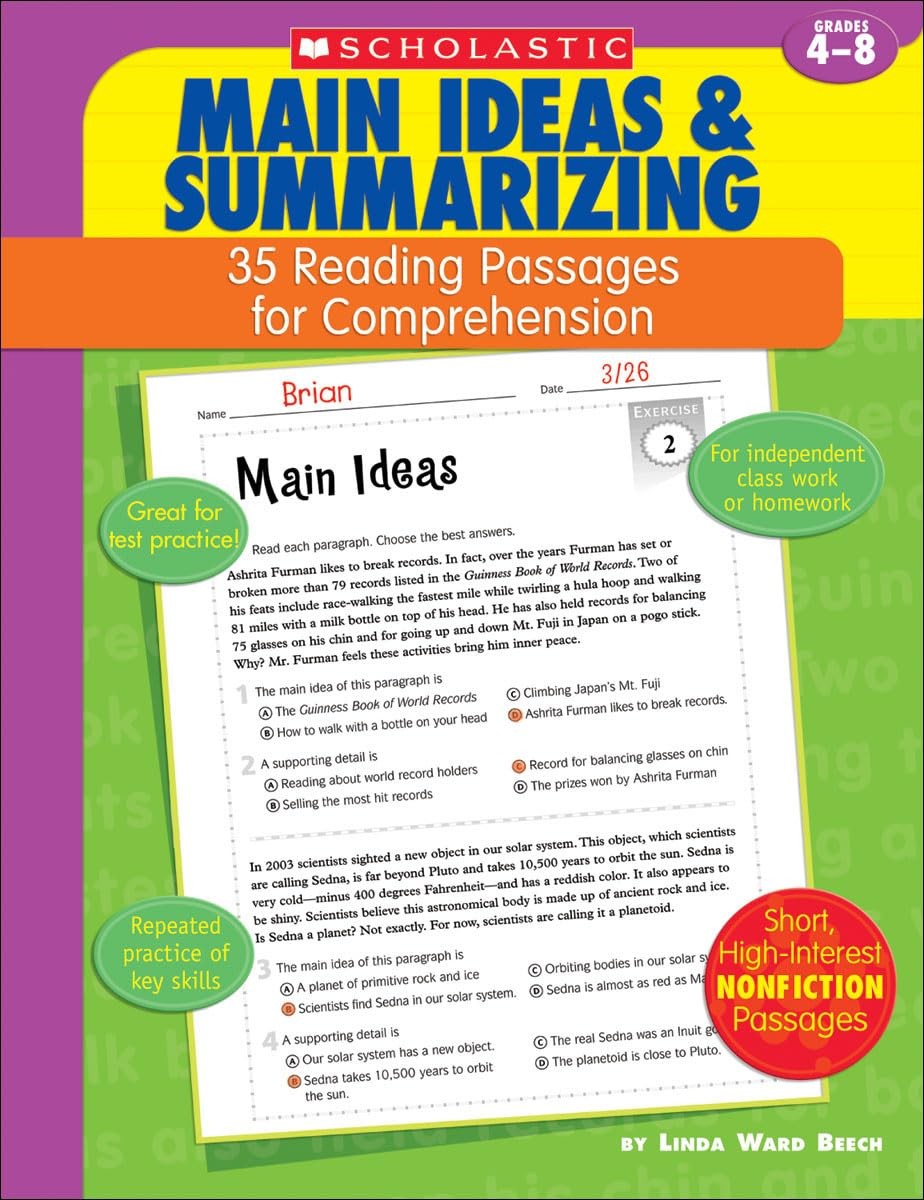 35 Reading Passages for Comprehension: Main Ideas & Summarizing: 35 Reading …