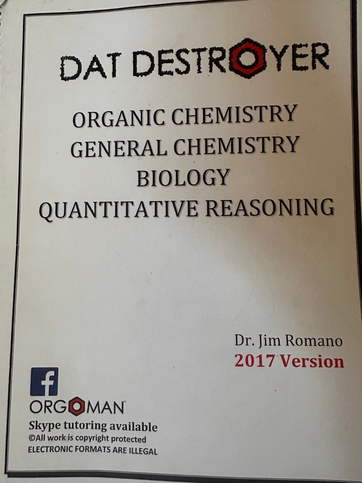 DAT Preparation Spiral Book. DAT Destroyer 2017