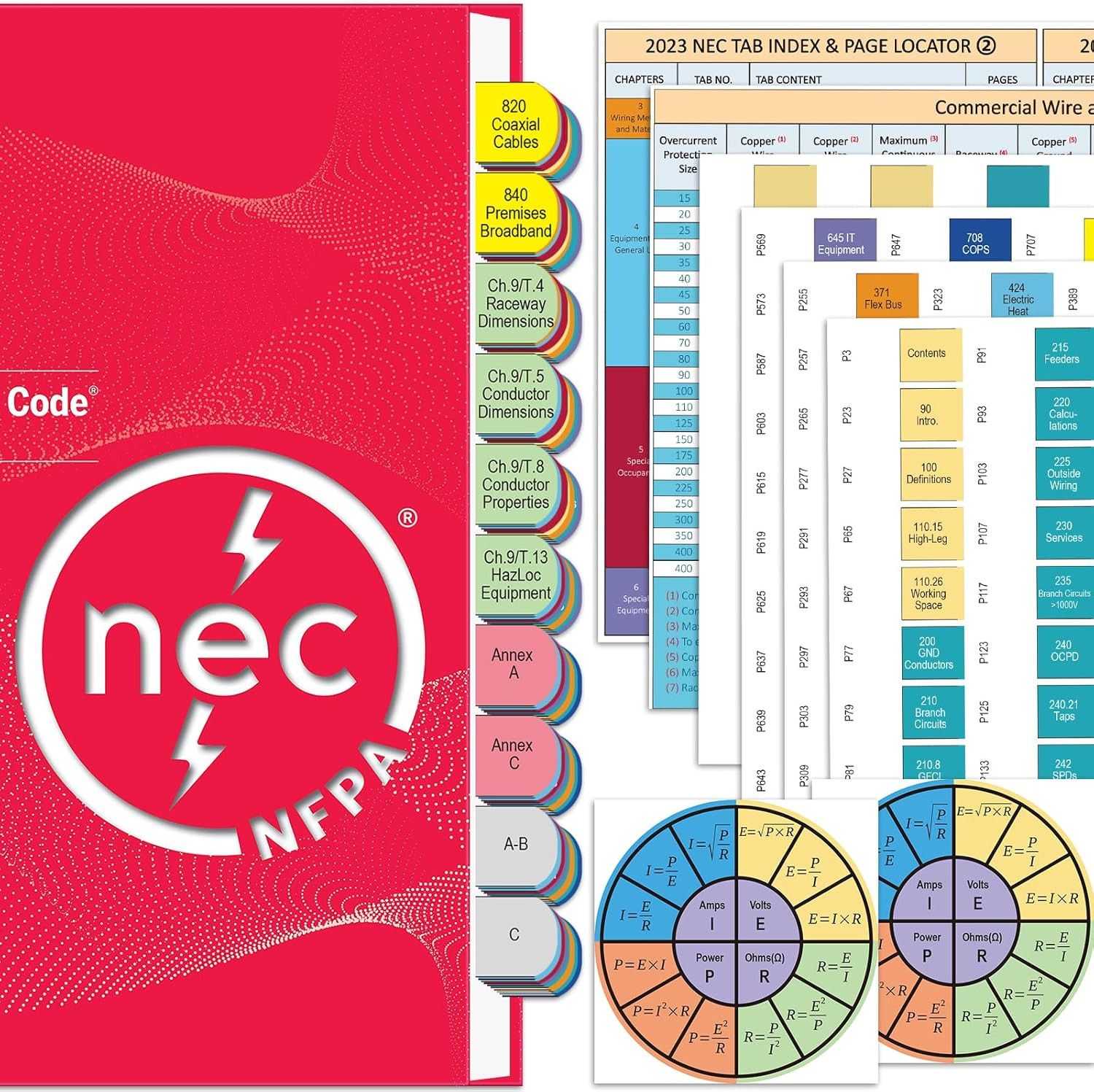 2023 NEC Code Book Tabs (Book Not Included)- 120 Pre-Printed & 40 Blank Plastic