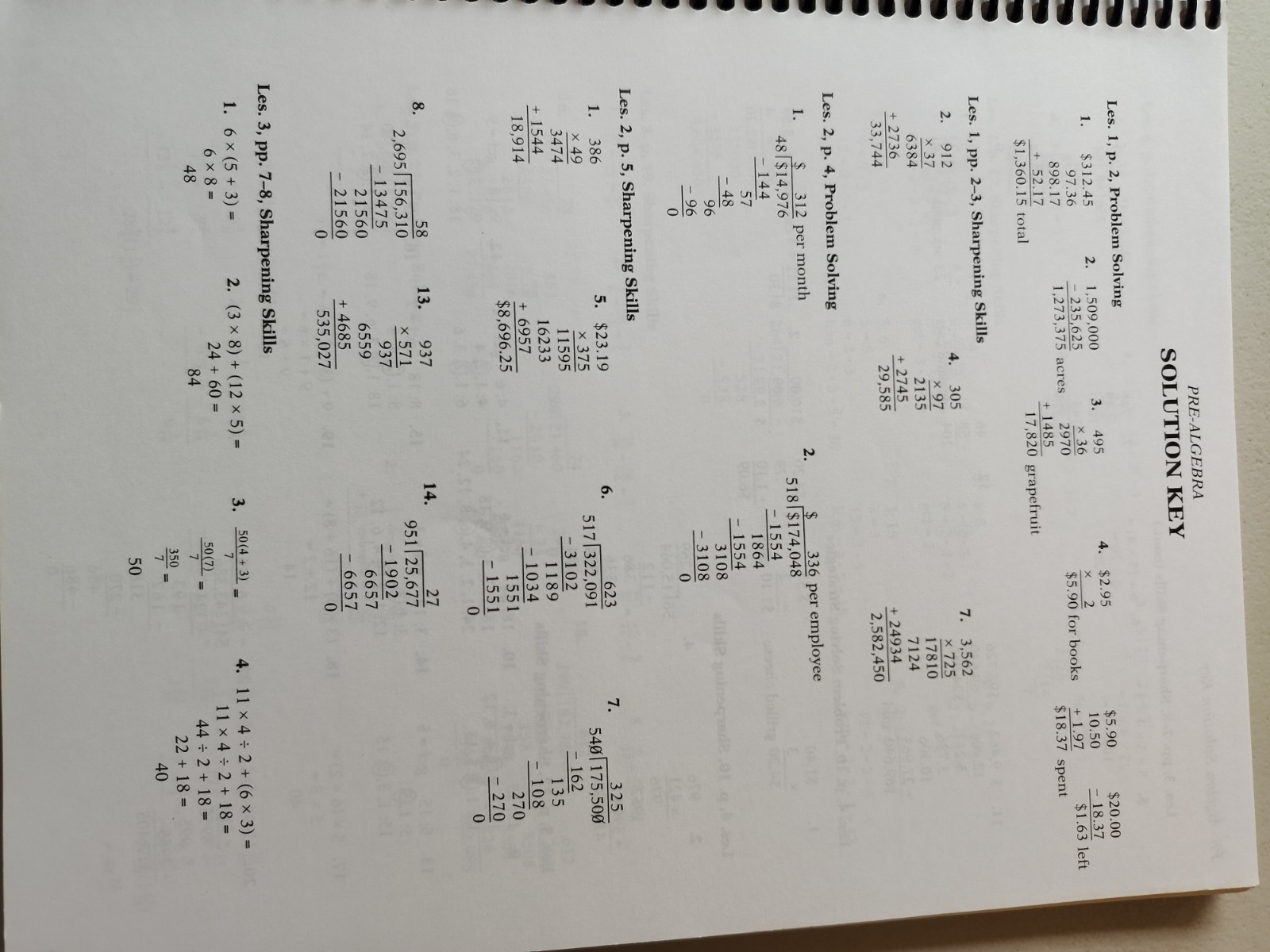 Abeka, Pre- Algebra Solution Key, Traditional Math Series.