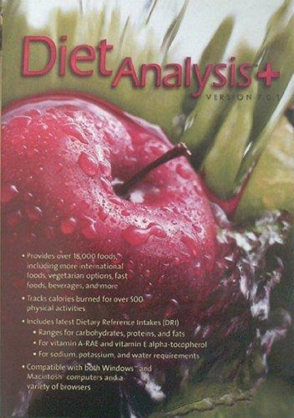 Diet Analysis Plus 7.0 : Windows/Macintosh by Wads worth Publishing (MINT) #B7