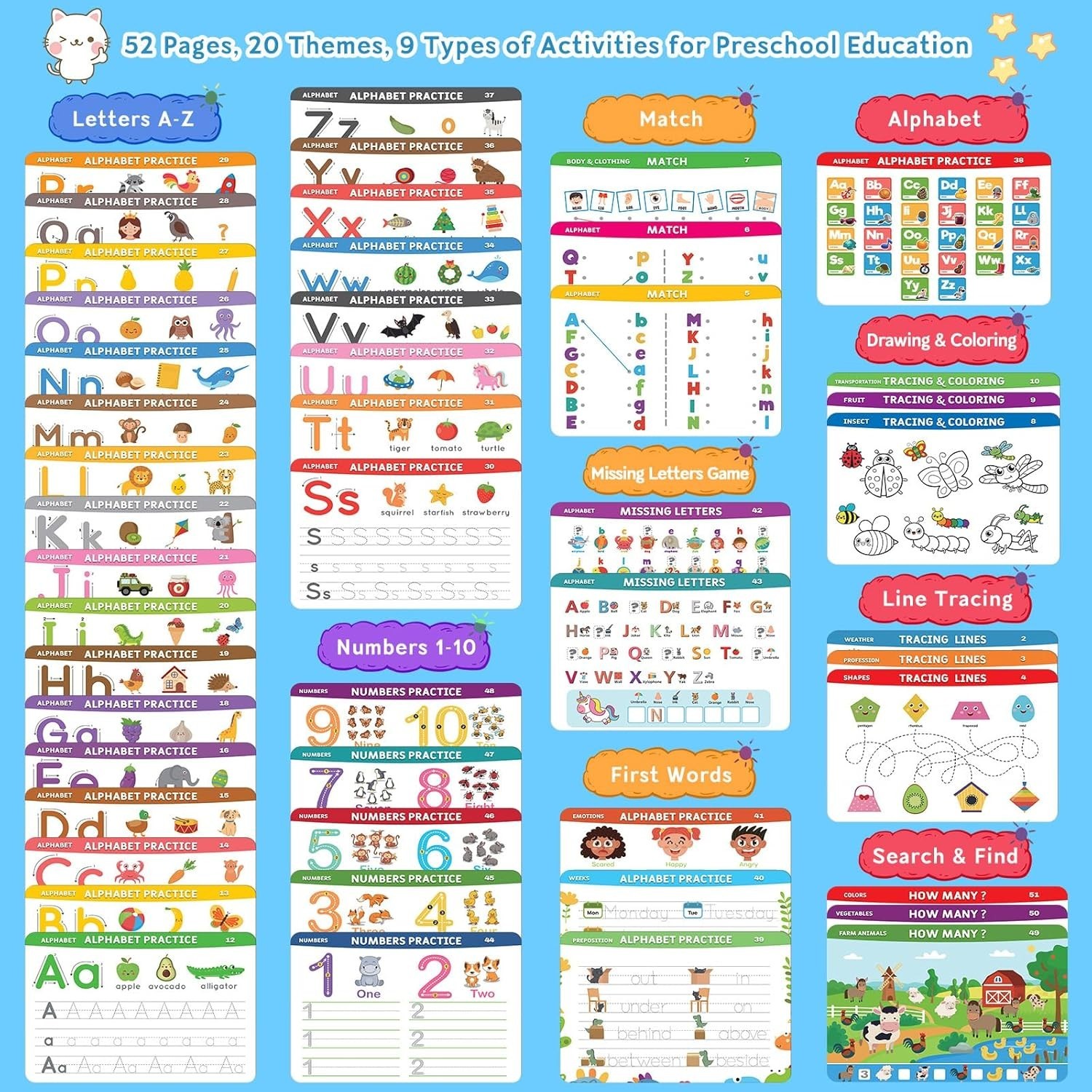 Preschool Learning Activities Educational Workbook: Preschool Handwriting Tra…