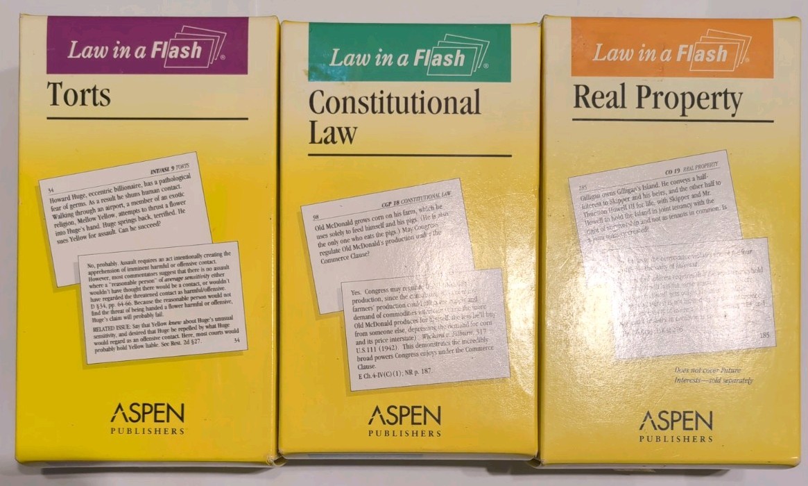 Law In A Flash Torts, Constitutional Law, Real Property (3 Set)